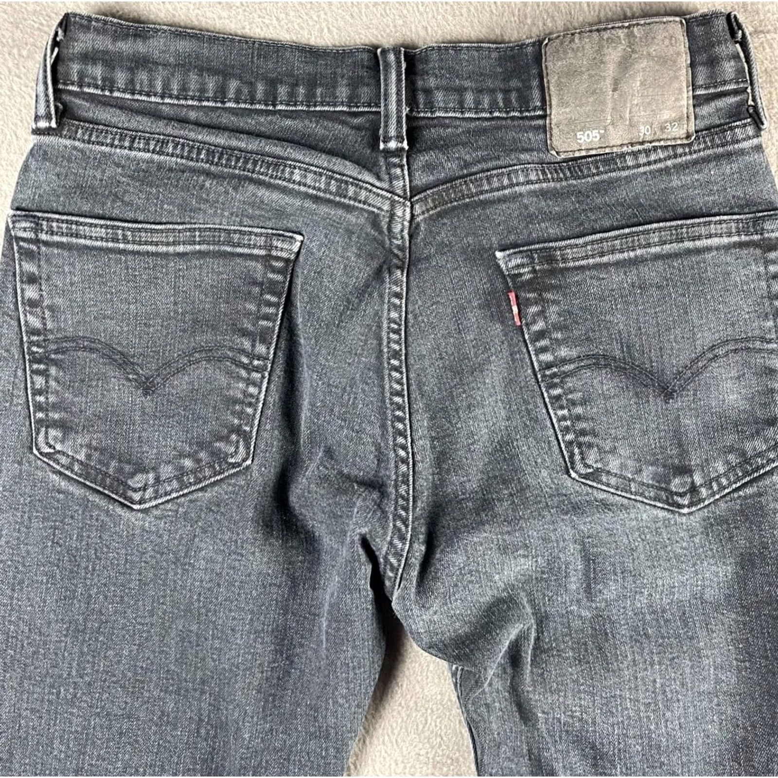 Levi's Levis 505 Jeans Mens 30x32 Charcoal Gray Wash Regular Fit Straight Denim Size US 30 / EU 46 - 2 Thumbnail
