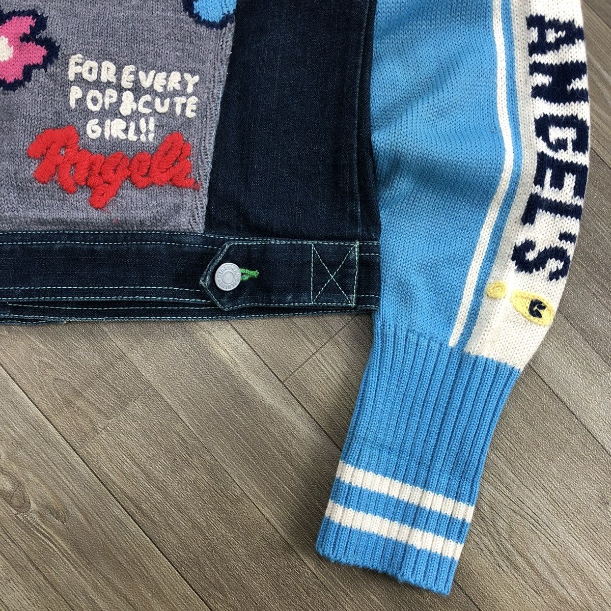 Angel Blue × Hysteric Glamour × Japanese Brand 2000s Angel Blue - Iconic Design Panda Knitted Denim Jacket Size US XXS / EU 40 - 9 Thumbnail