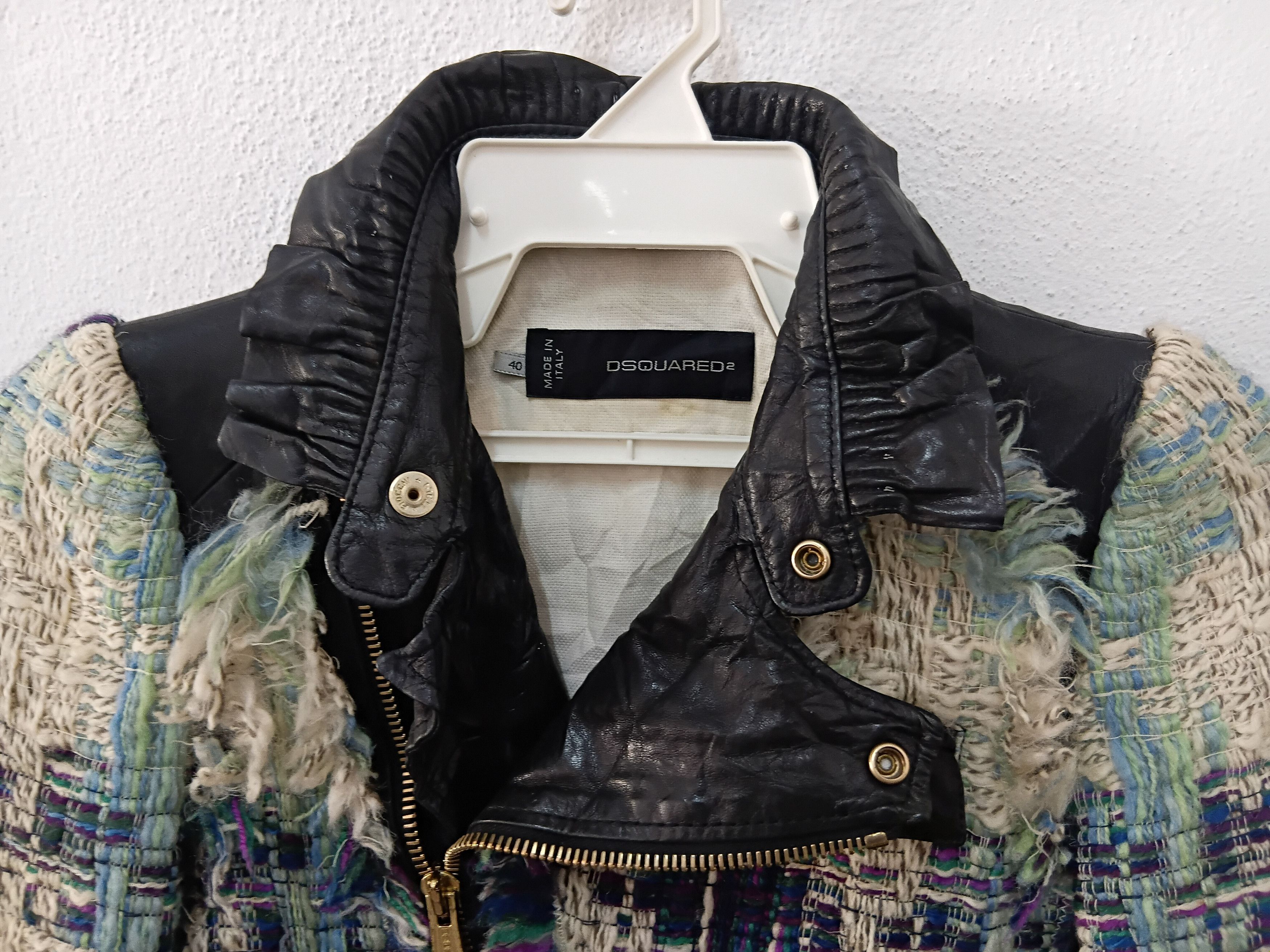 Dsquared2 Vintage Dsquared2 leather and tweed biker jacket Size S / US 4 / IT 40 - 5 Thumbnail