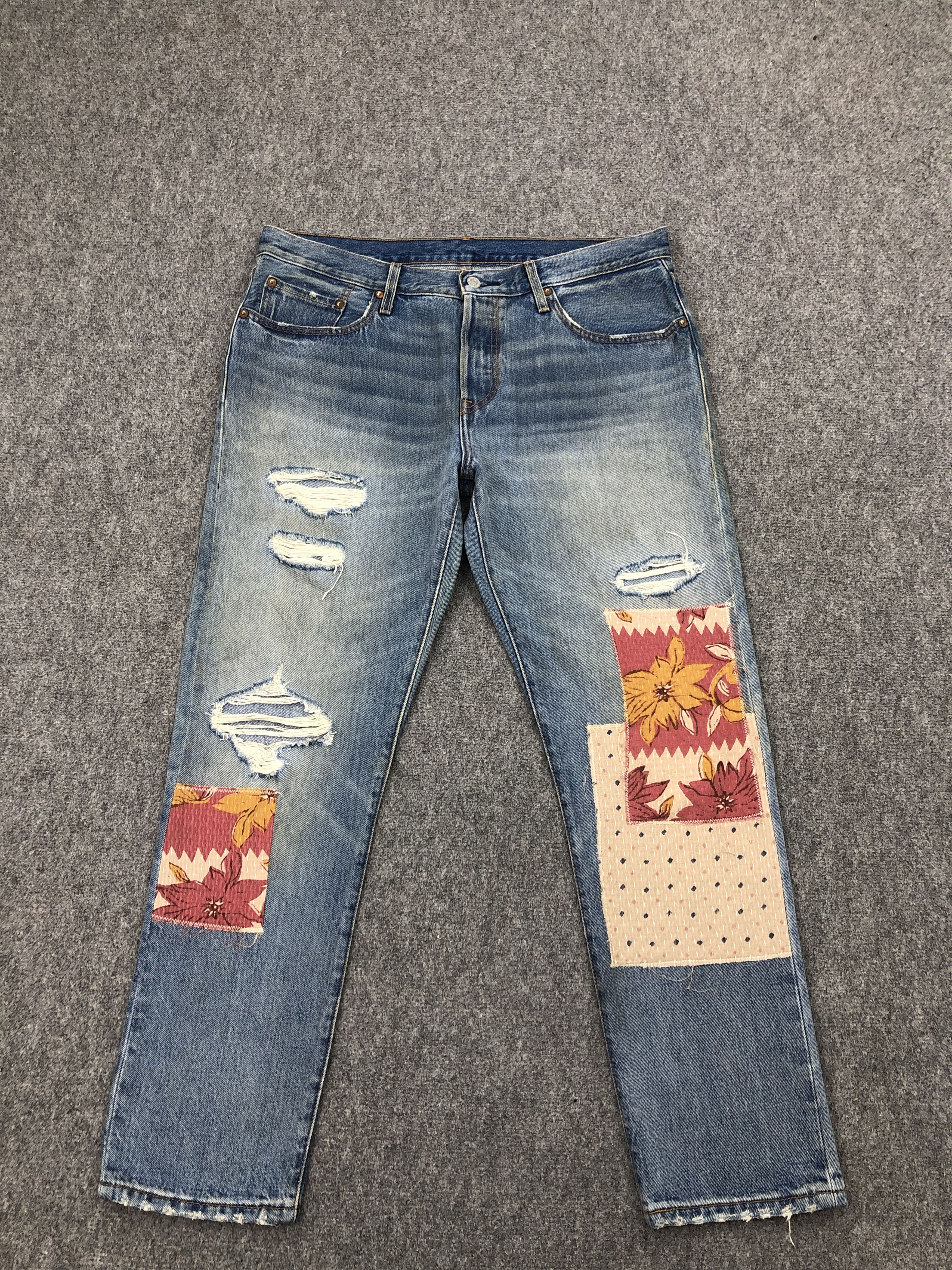 Levi's × Vintage Distressed Vintage Levis 501 Floral Patches Jeans Size US 36 / EU 52 - 1 Thumbnail