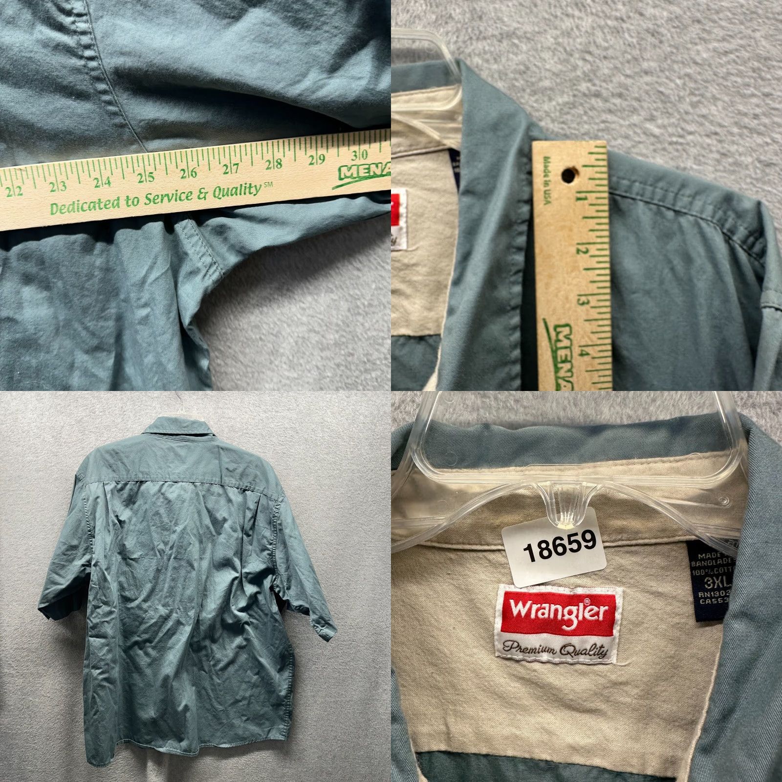 Wrangler Wrangler Shirt 3XL Blue Cotton Canvas Button-Up Workwear Mens Shirt Size US XXL / EU 58 / 5 - 8 Thumbnail