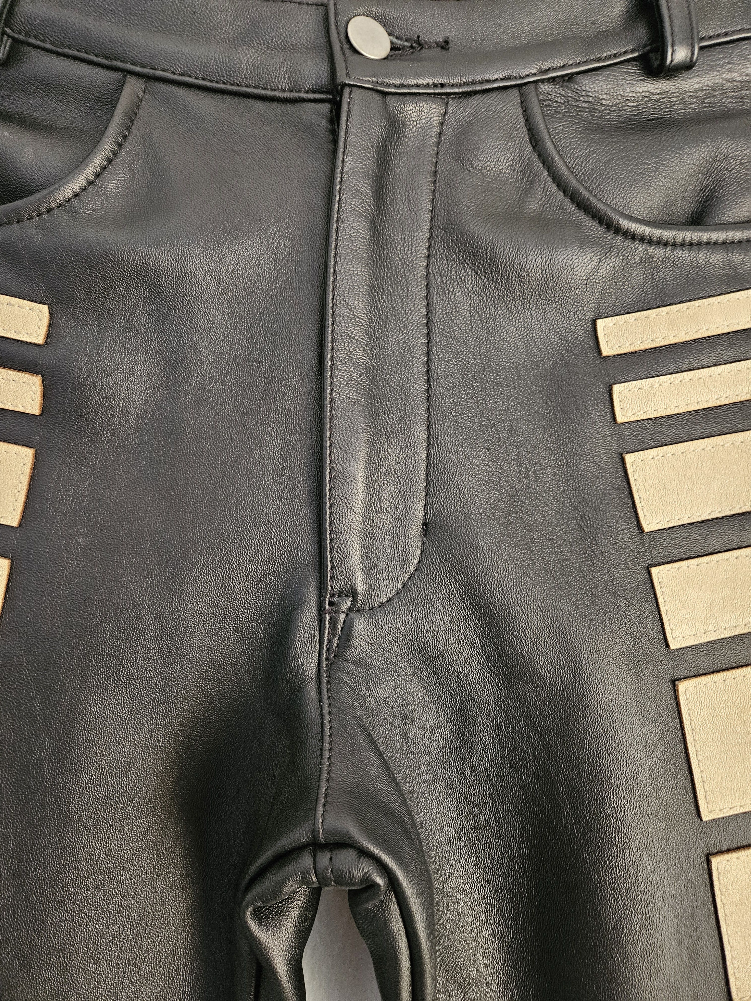 Satoshi Nakamoto Black Leather Moto Track Pants Size US 32 / EU 48 - 11 Thumbnail