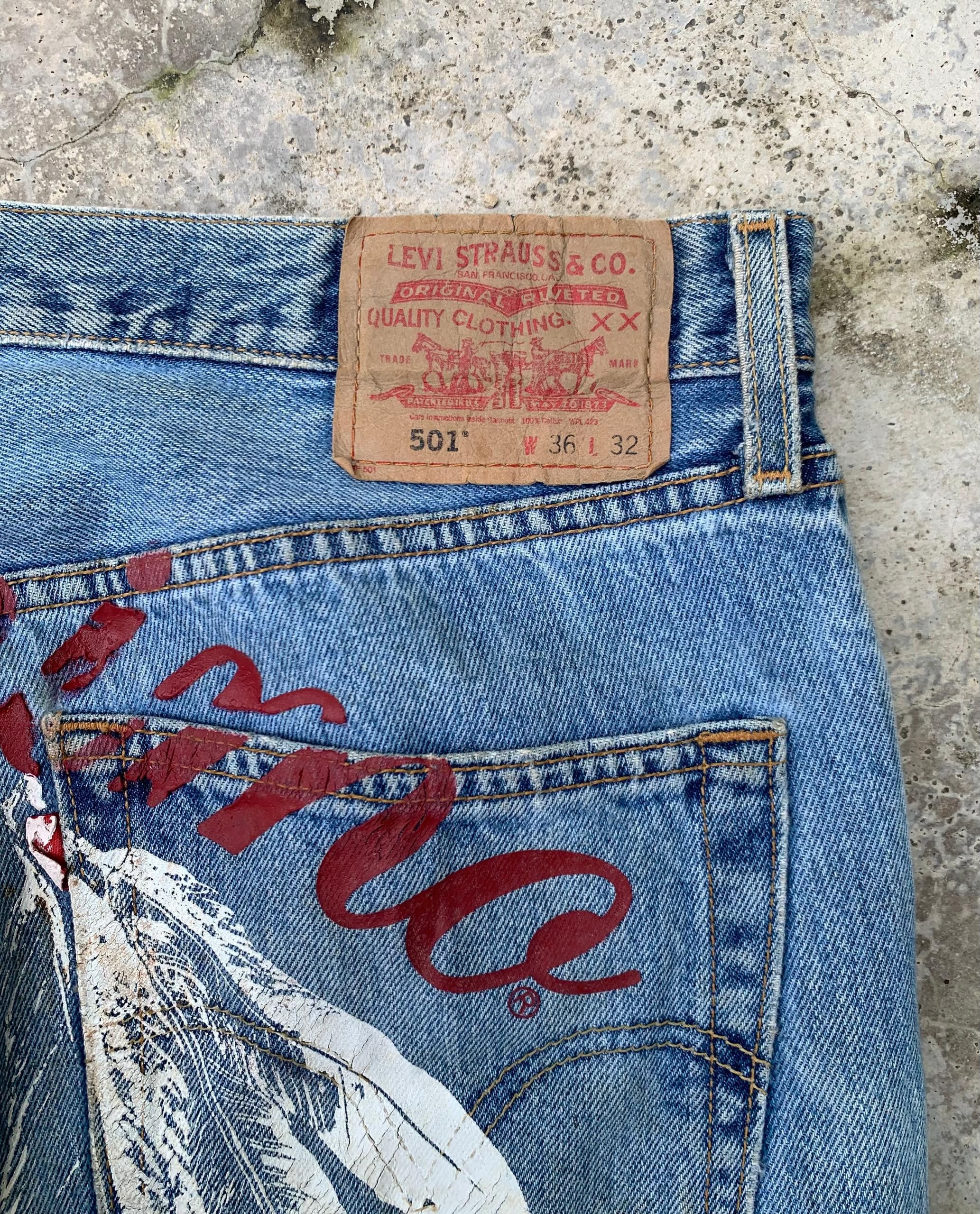 Levi's × Levi's Vintage Clothing × Vintage Rare Vintage Levis 501 Jeans X Geronimo Apache Denim Size US 36 / EU 52 - 7 Thumbnail