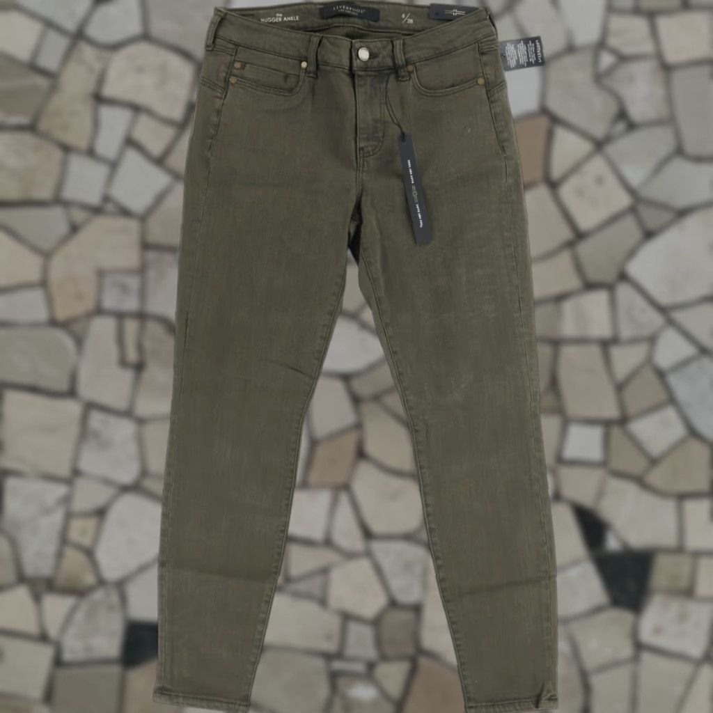 Vintage Liverpool Stretch Hugger Ankle Cotton Blend Canvas Jeans Green Women's 6 Size 28" / US 6 / IT 42 - 1 Thumbnail