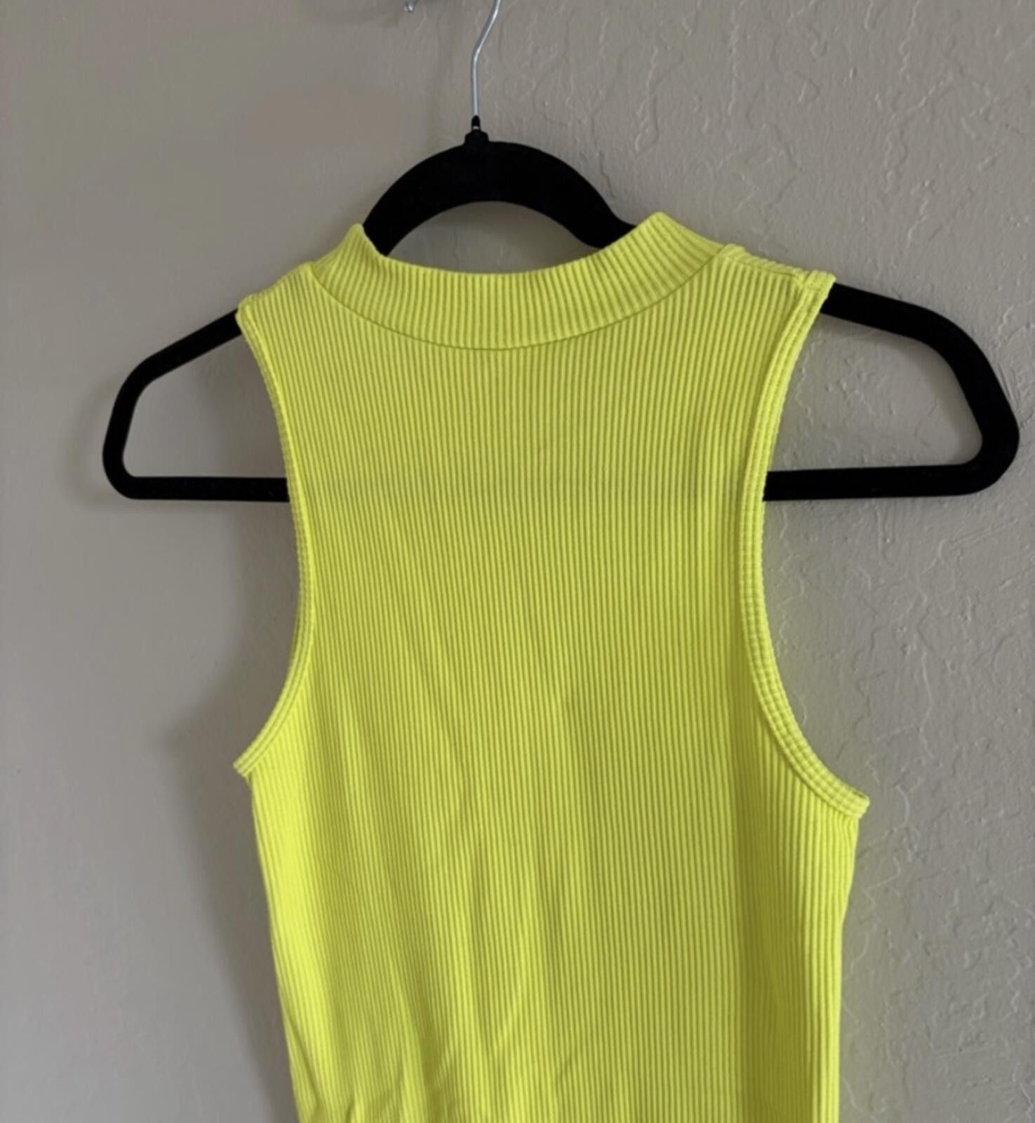 Fuck The Population Popular 21 Sleek High-Neck Neon Green Knit Mini Dress Size S / US 4 / IT 40 - 5 Thumbnail