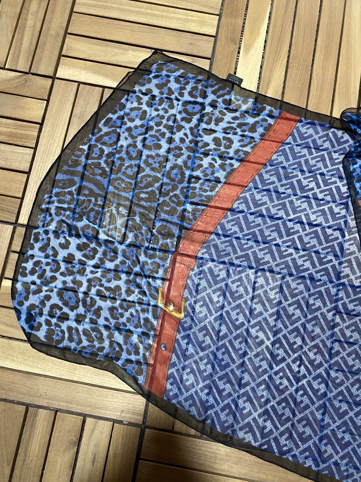 Fendi Fendi Blue Leopard FF Monogram Sheer Scarf / Pareo Y2K Size ONE SIZE - 4 Thumbnail
