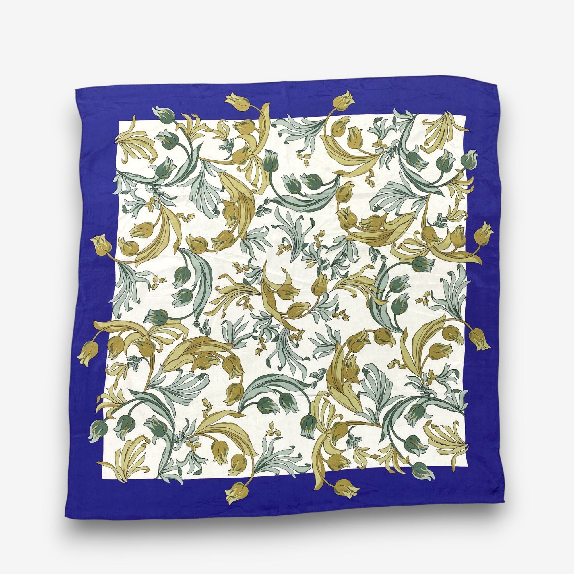 Japanese Brand Vintage Floral Swirl SILK Scarf Twill Wraps Scarves Size ONE SIZE - 1 Thumbnail