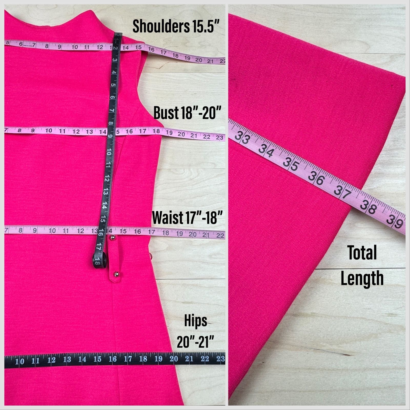 Vintage 1970s Hot Pink Sleeveless A-Line Belted Mod Knit Dress Size M / US 6-8 / IT 42-44 - 6 Thumbnail