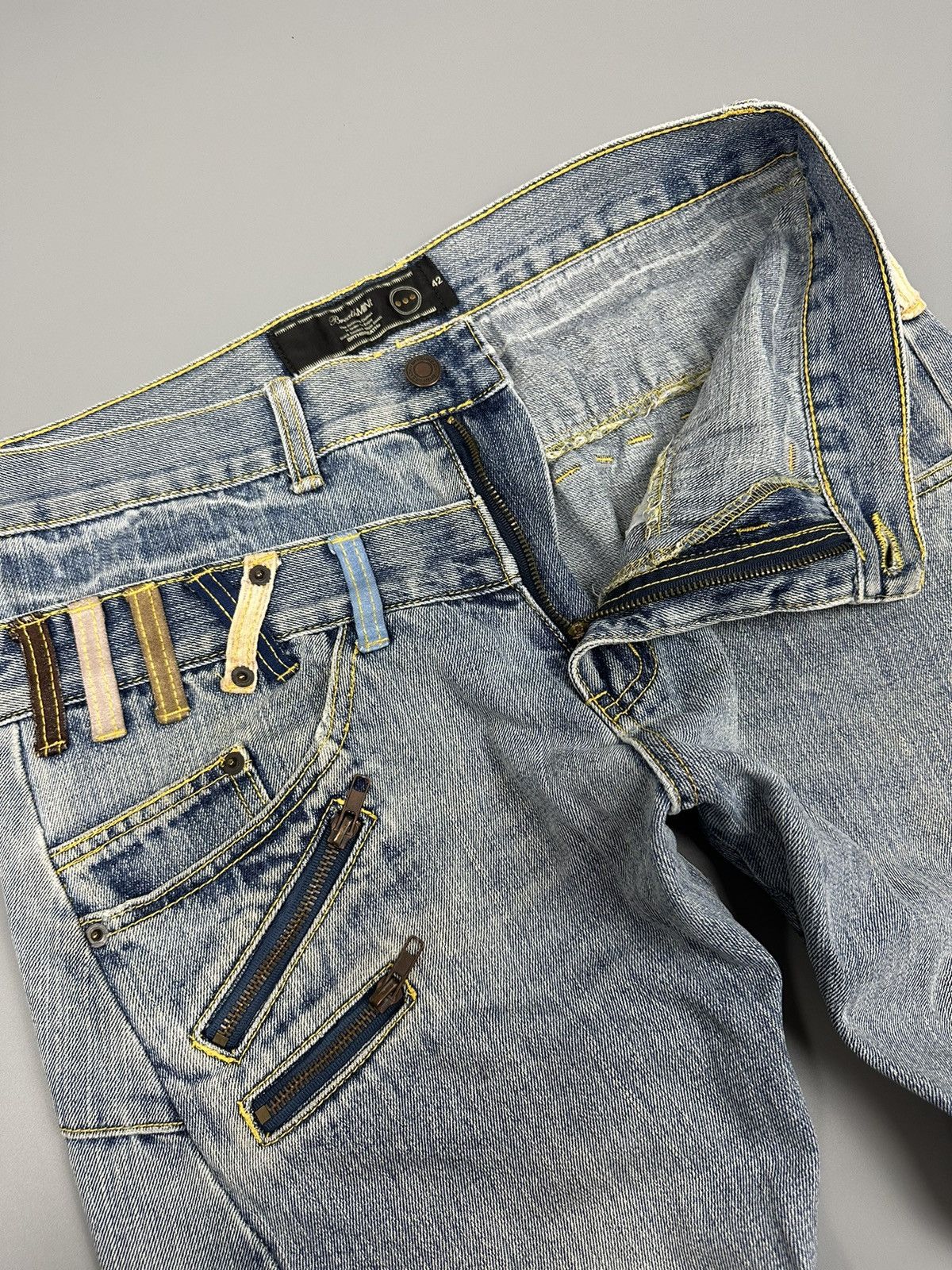 Japanese Brand BRTHBreath Mint Double Waist Twist Leg Zipper Jeans Size US 33 - 6 Thumbnail