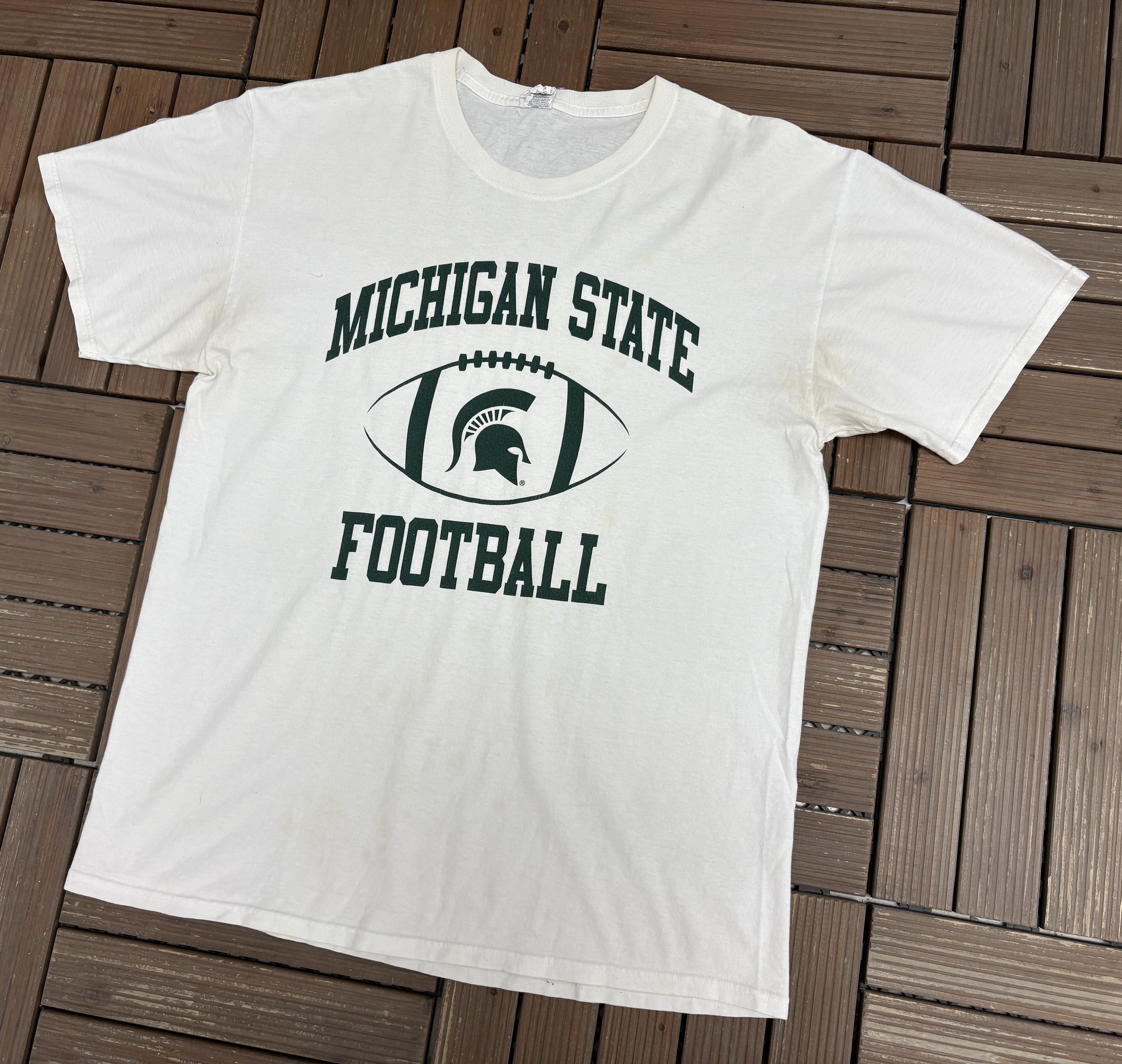 Vintage Michigan State Spartans Football Vintage White T-Shirt Tee Size US L / EU 52-54 / 3 - 3 Thumbnail
