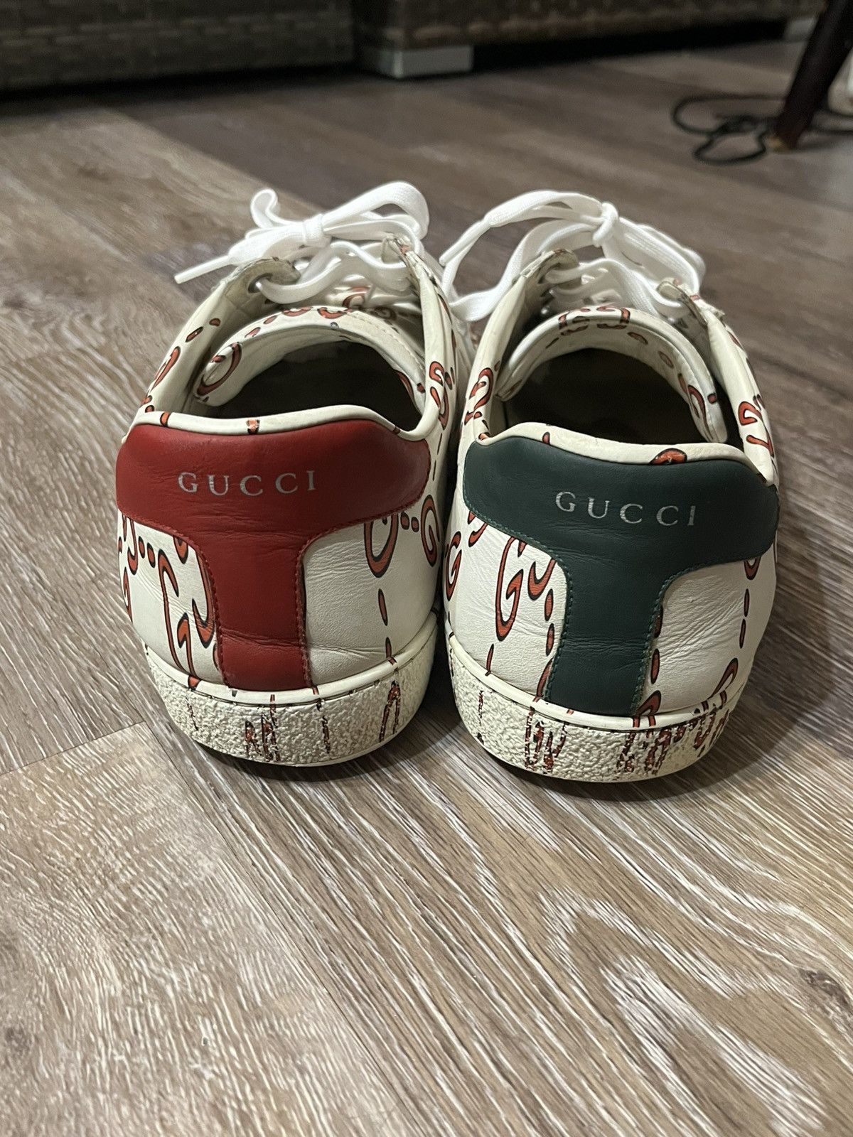 Gucci Gucci Ace White/RedMonogram Sneakers Red/Green Heel Size US 12 / EU 45 - 3 Thumbnail