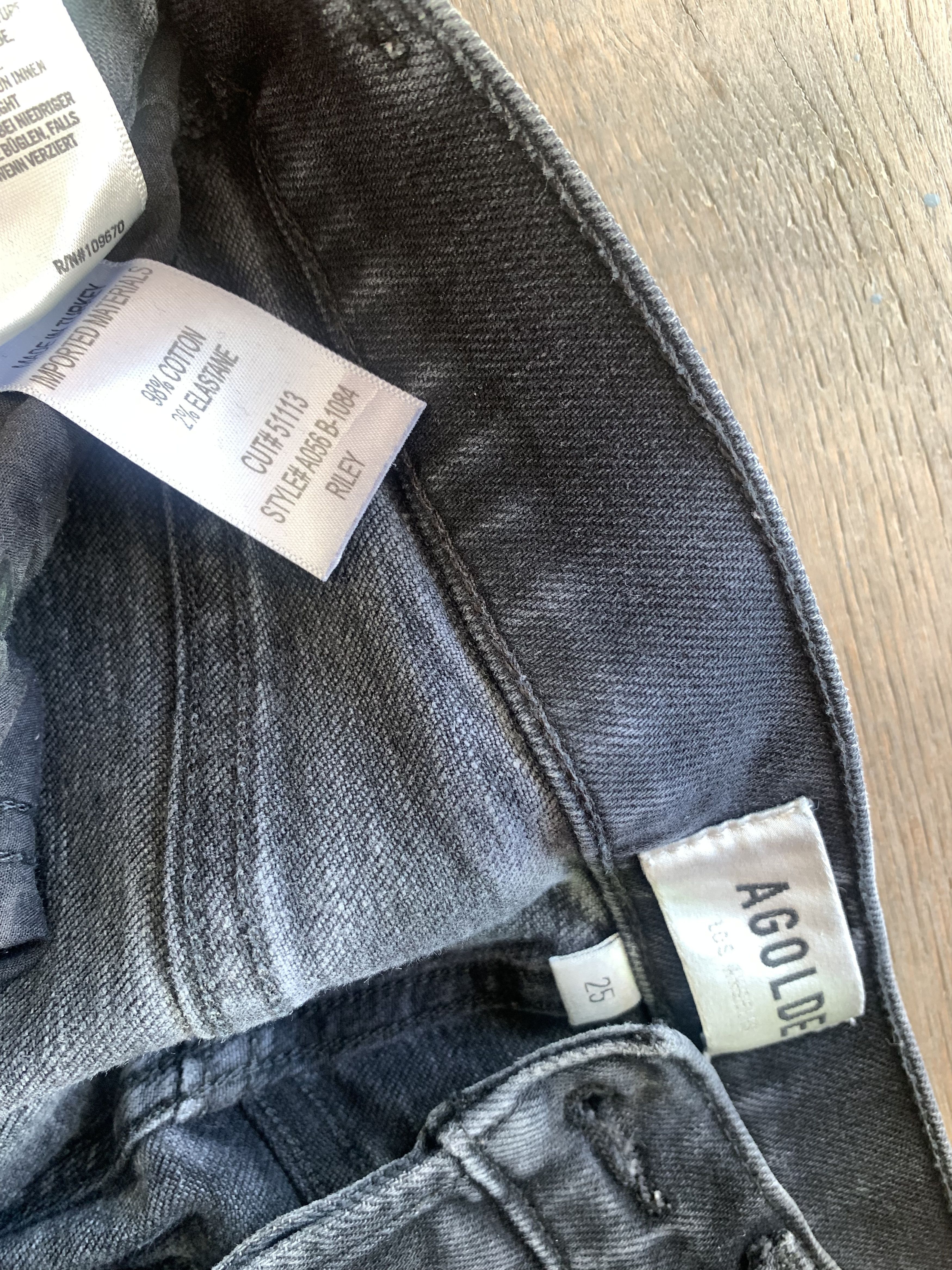 Agolde Agolde Riley High Rise Straight Crop - Black Pepper Size 23" - 3 Thumbnail