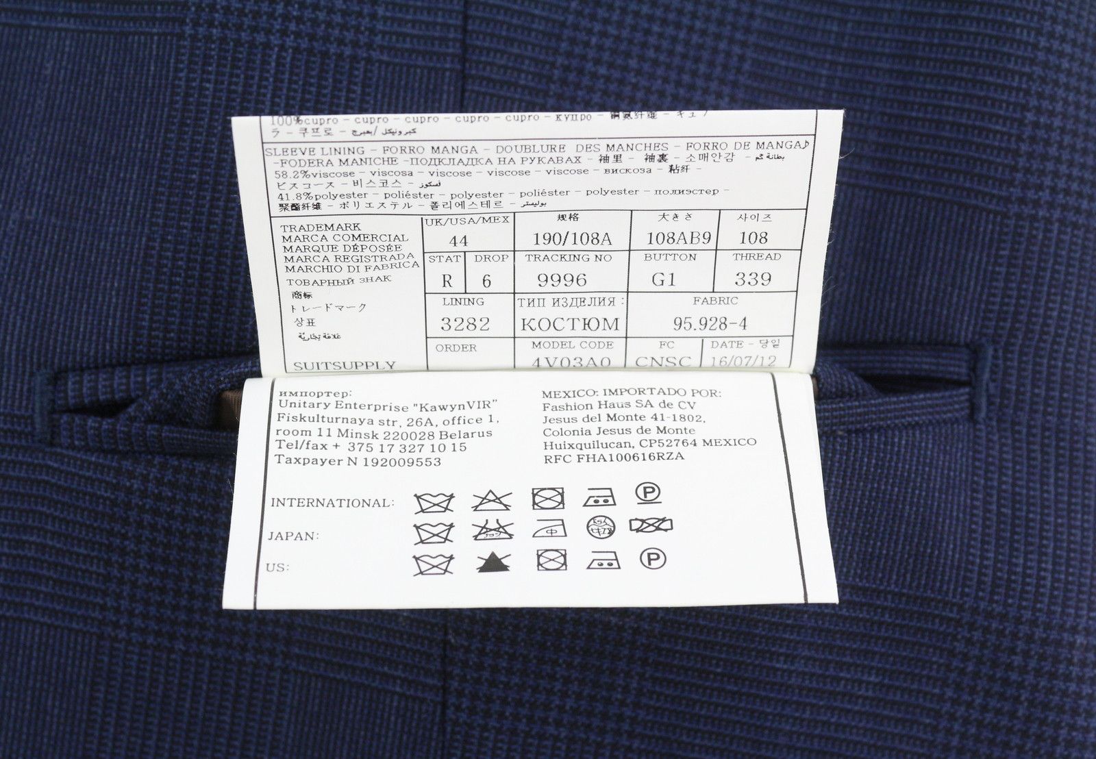 Suitsupply UK44R Blue Wool Plaid Button-Up Waistcoat 89055 Size 44R - 8 Thumbnail
