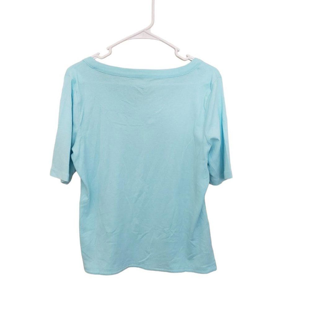 Designer CT559 Talbots Ladies Aqua Short Sleeve T-shirt L Size L / US 10 / IT 46 - 2 Thumbnail