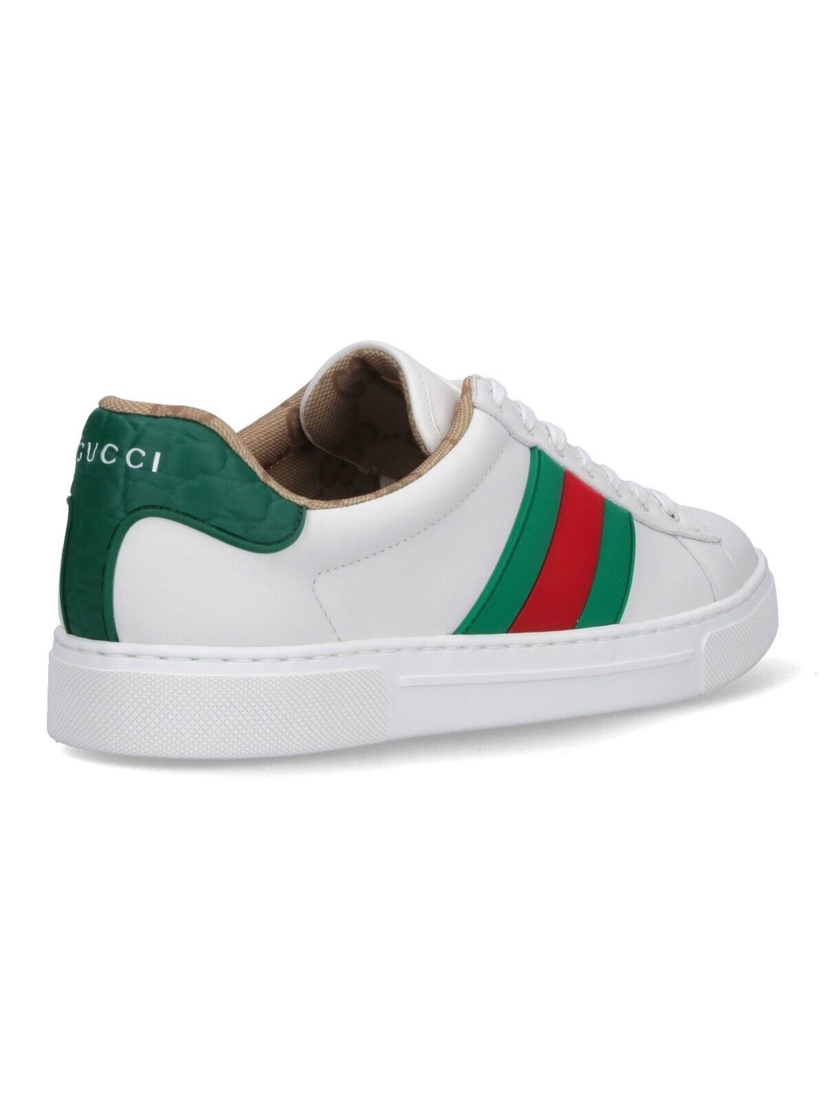 Gucci GUCCI Ace Men's Wht Grn Leather Sneakers New Auth Size US 12.5 / EU 45-46 - 4 Thumbnail