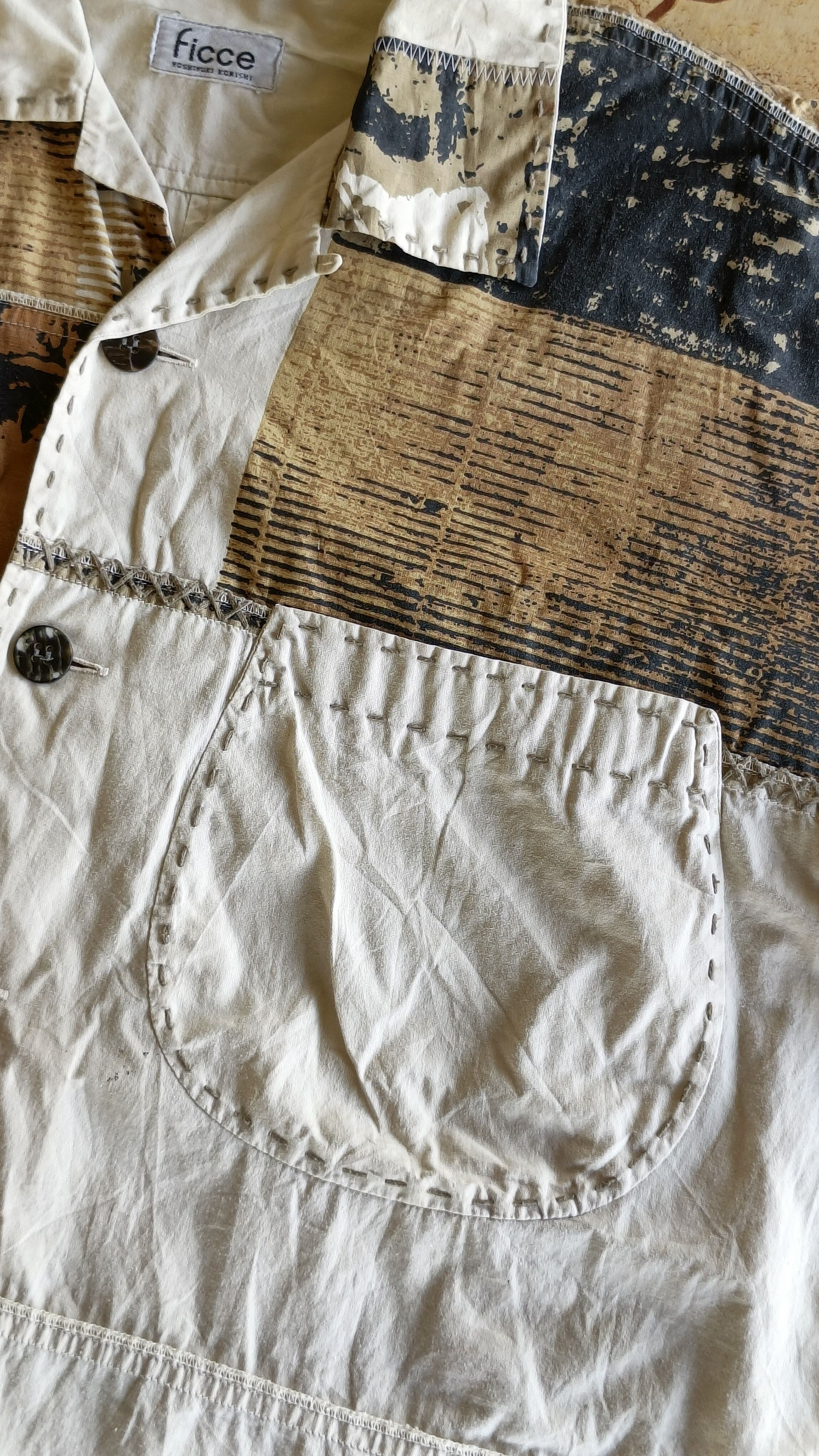 Vintage Vintage Ficce Yoshiyuki Konishi Handmade Patchwork Shirt Size US XL / EU 56 / 4 - 5 Thumbnail