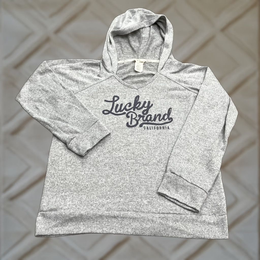 Lucky Brand Lucky Brand Hoodie Pullover Womens Medium Gray Logo Casual Outdoor Sweatshirt Shirt Size M / US 6-8 / IT 42-44 - 1 Thumbnail