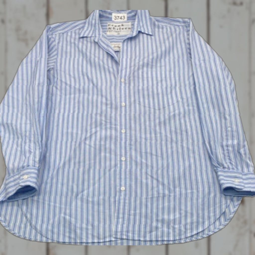 Frank & Eileen Frank & Eileen Joedy Womens Button-Up Shirt Small Pink Stripe Oversized Magenta color Cotton Chamois long sleeve Size S / US 4 / IT 40 - 1 Thumbnail