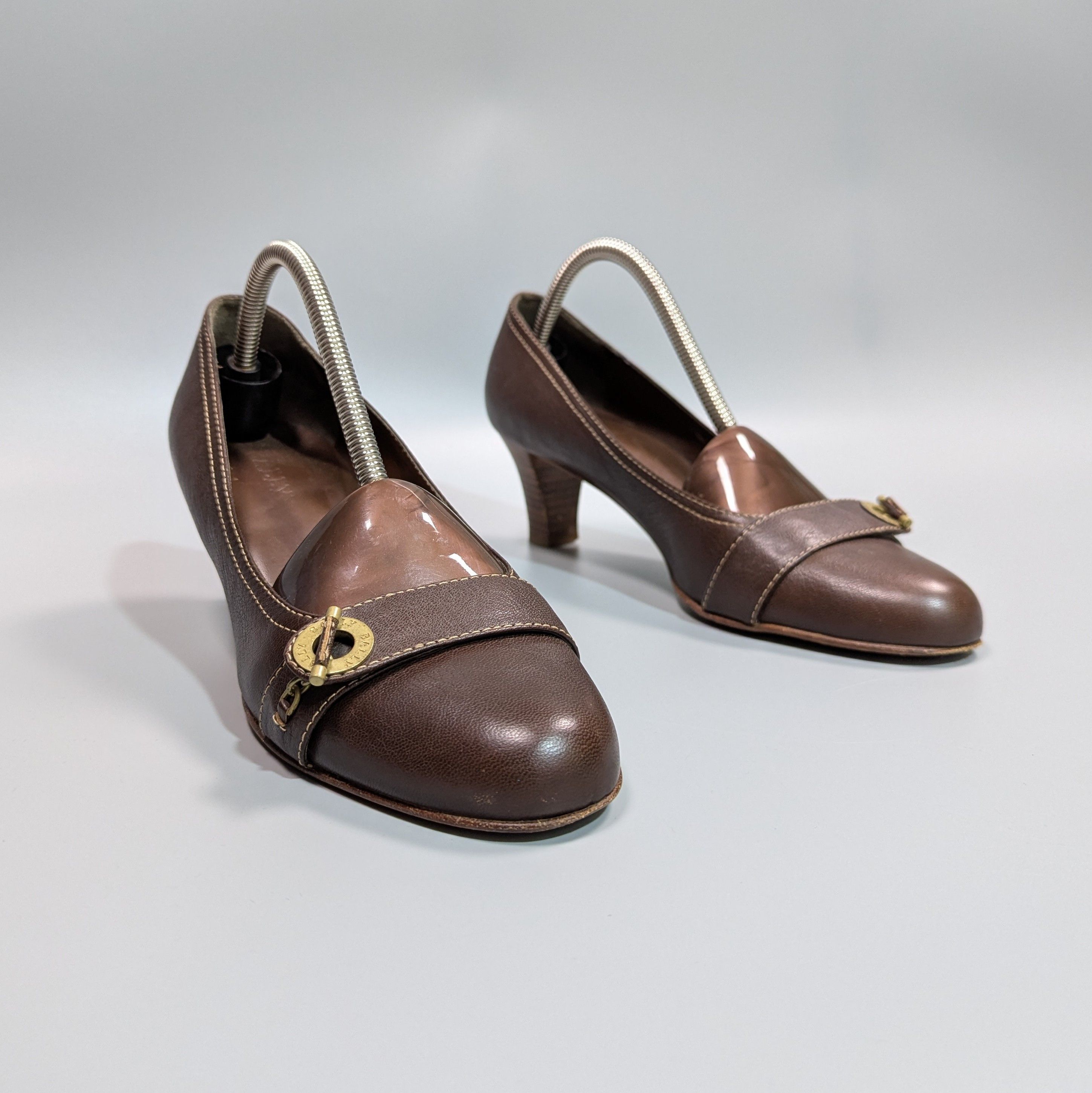 Bally BALLY Women's Leather Brown Open Luxury Shoes Size US 10.5 / IT 40.5 - 6 Thumbnail