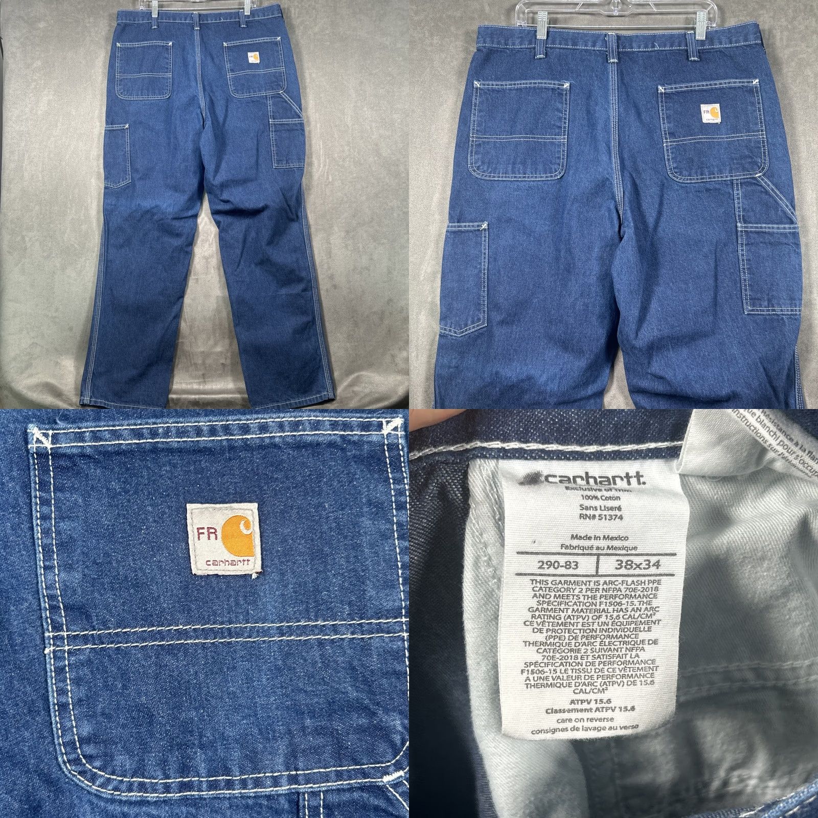 Carhartt Carhartt Mens Jeans Blue Denim Flame Resistant 100% Cotton Work 38x34 Size US 38 / EU 54 - 8 Thumbnail