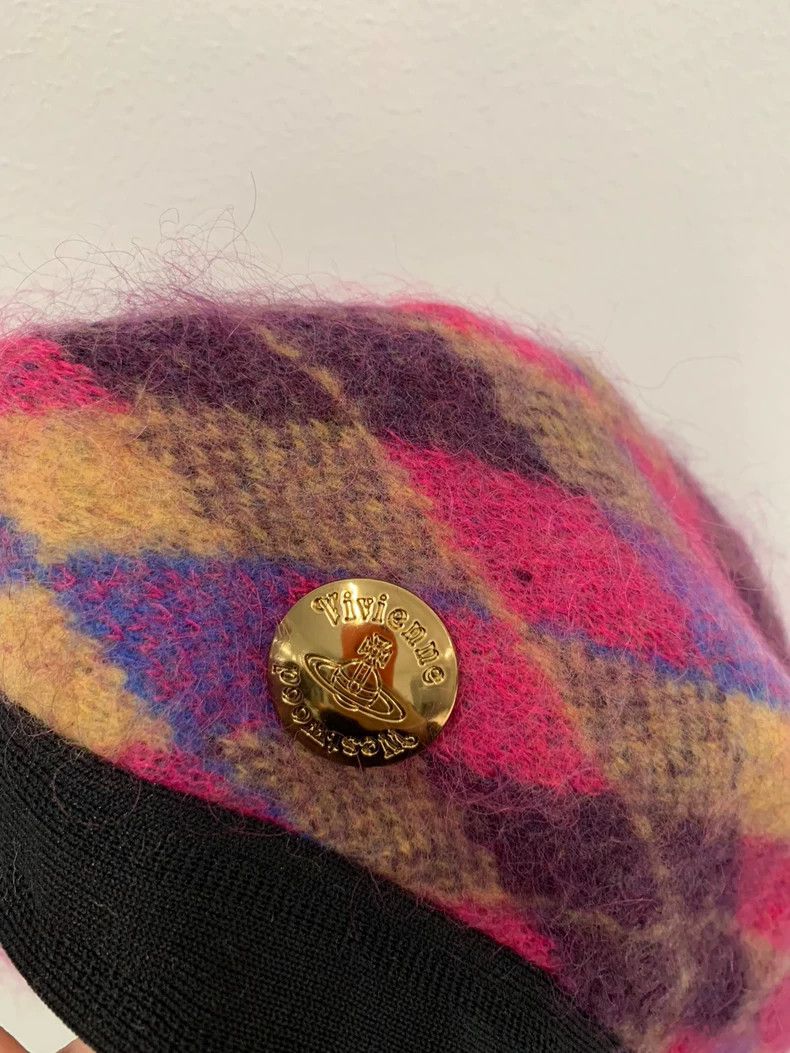 Vivienne Westwood Vivienne Westwood Round badge cap with diamond metal plate Size ONE SIZE - 3 Thumbnail