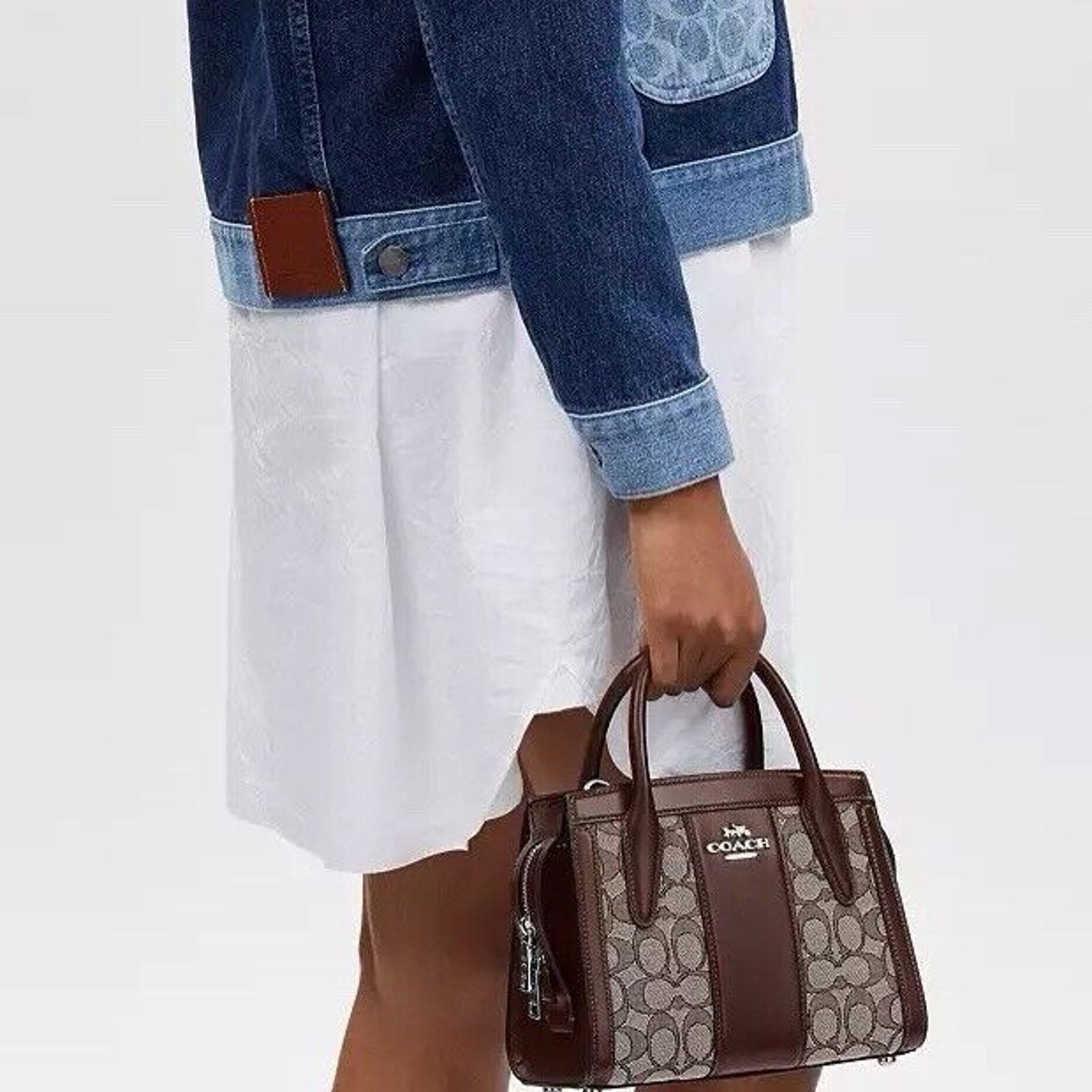 Coach NWT COACH Andrea Carryall Bag CT766 Silver /Oak/Maple Size ONE SIZE - 9 Thumbnail