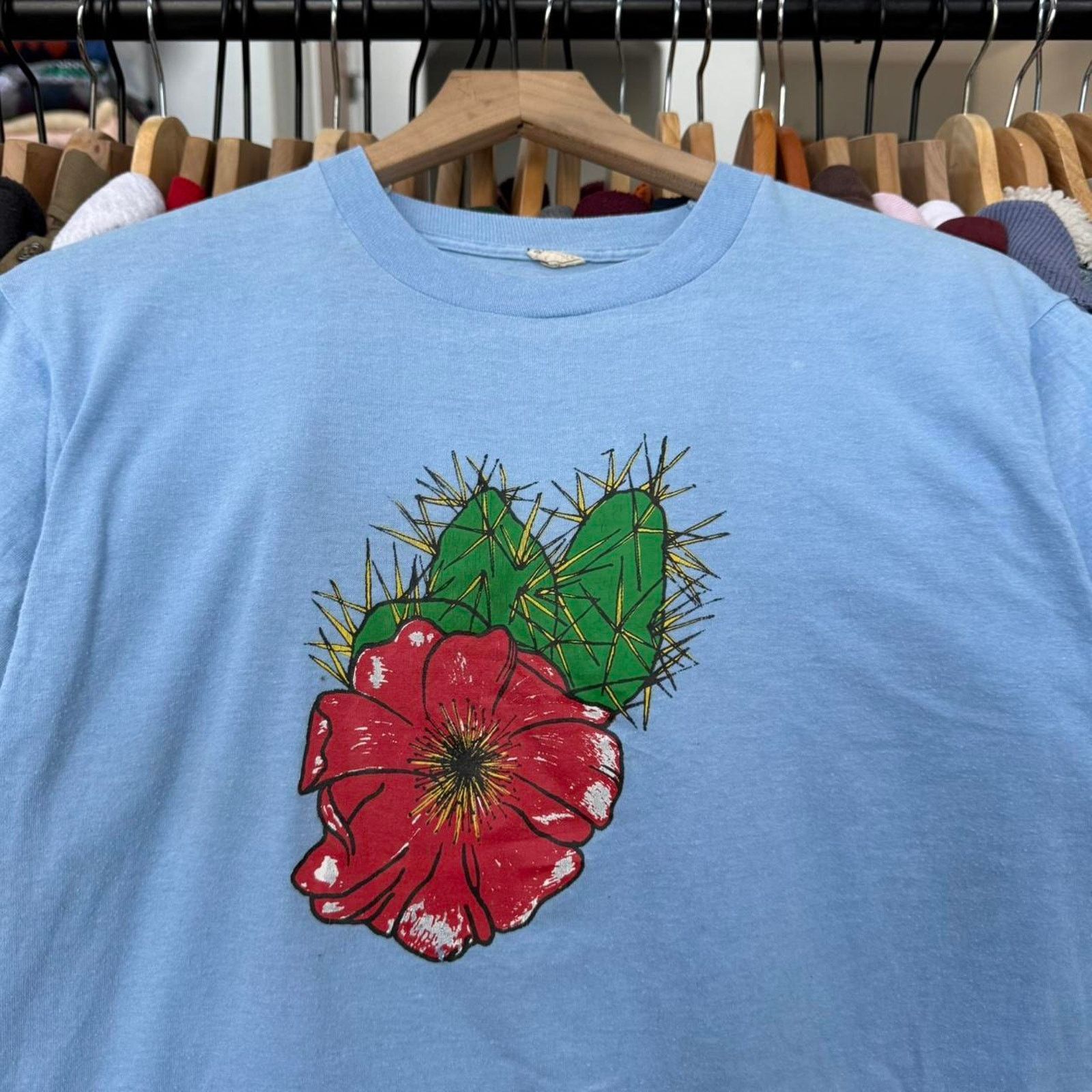 Other Vintage 80s or 90s Cactus Prickly Pear T-Shirt Blue Size US L / EU 52-54 / 3 - 2 Thumbnail