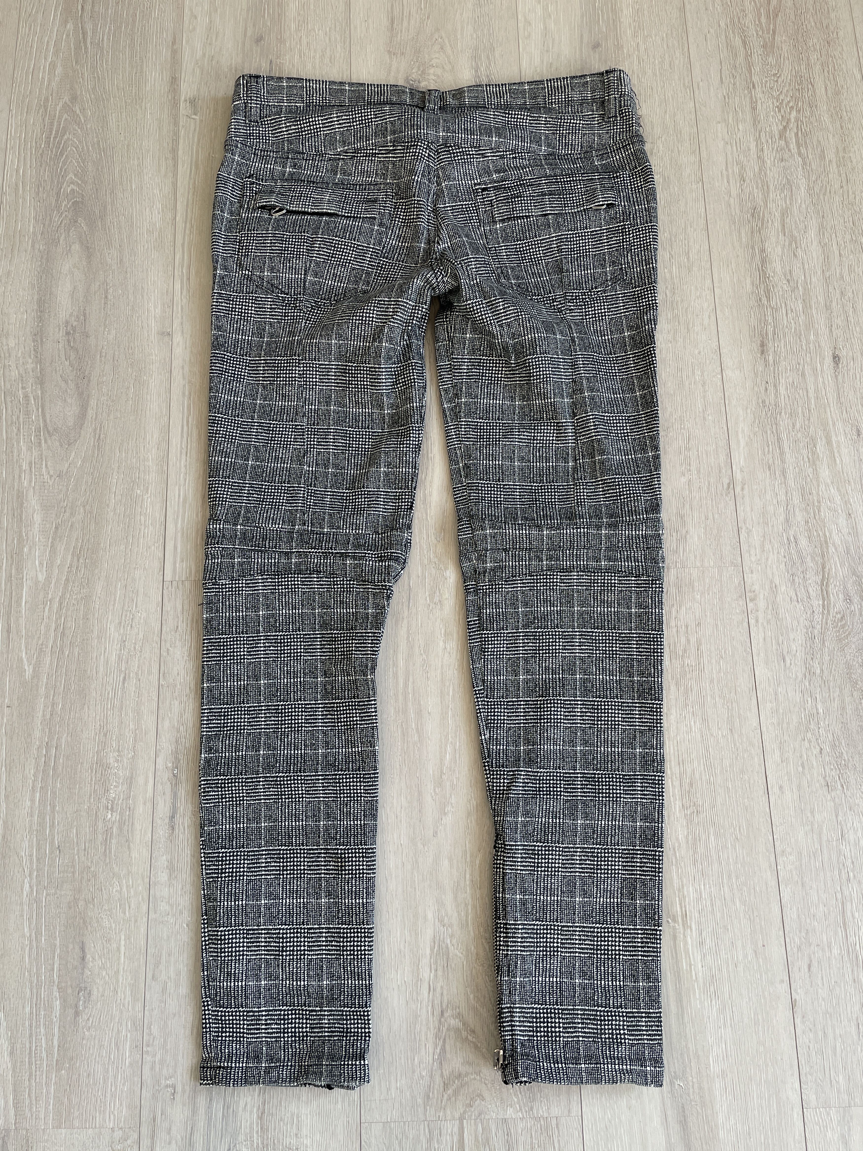 Balmain Balmain AW08 grey tartan biker jeans by Christophe Decarnin Size US 30 / EU 46 - 5 Thumbnail