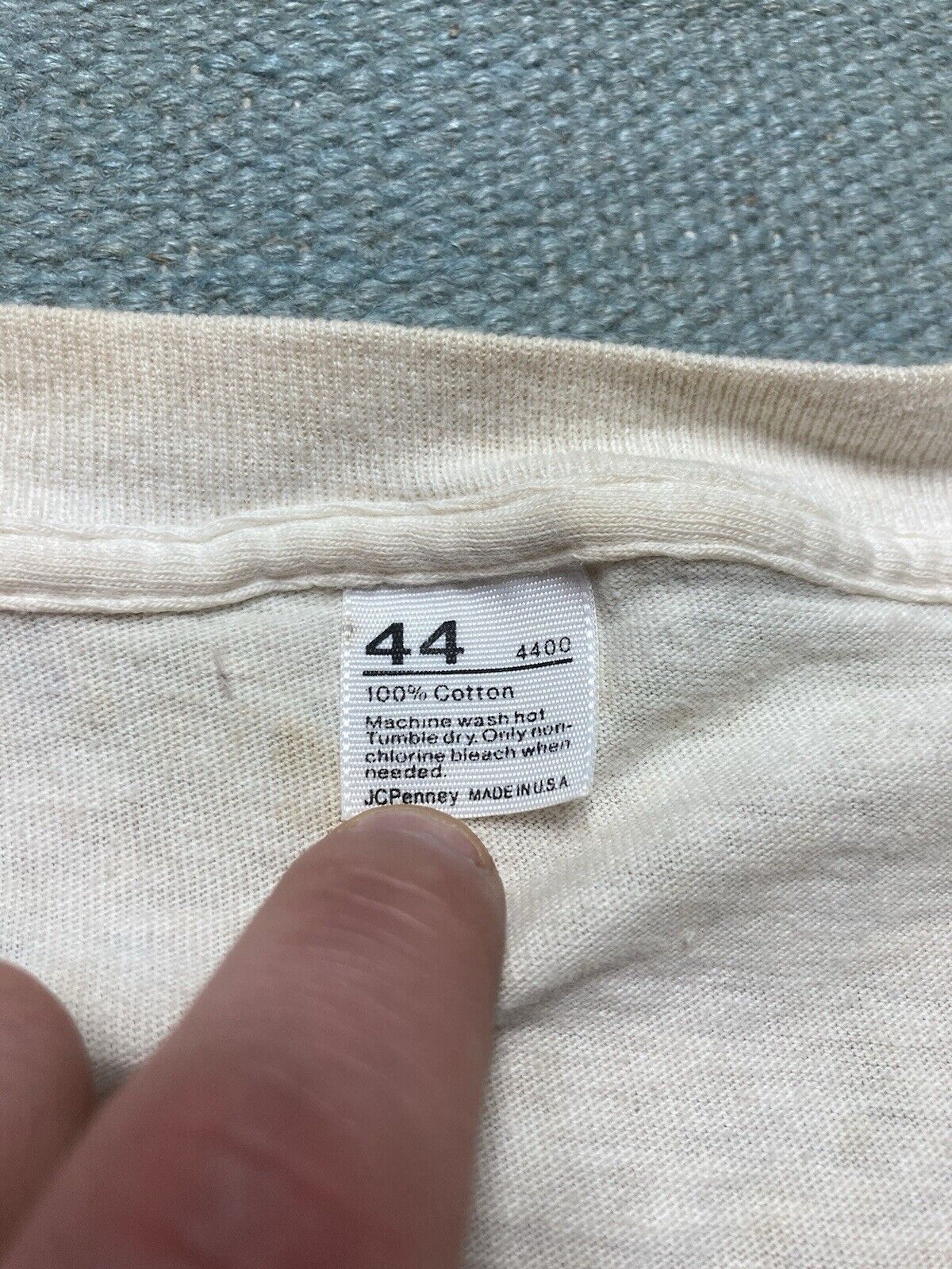 JCPenney × Vintage Vtg 70s blank white t shirt JCPenney worn soft cotton large Size US L / EU 52-54 / 3 - 7 Thumbnail