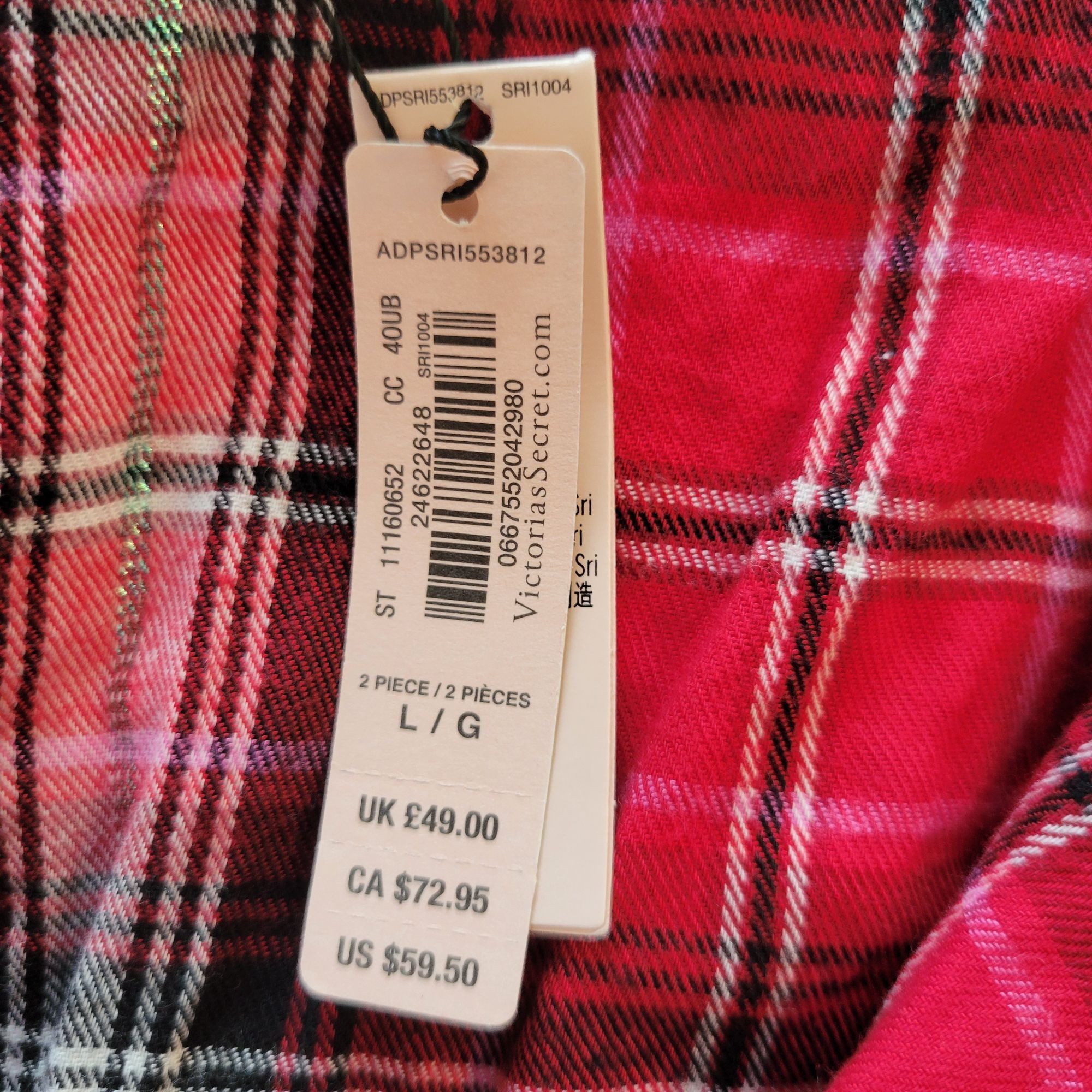 Victoria's Secret Victorias Secret L Red Plaid 2 Piece Pajama Set Lace Trim Sh Size L / US 10 / IT 46 - 8 Thumbnail