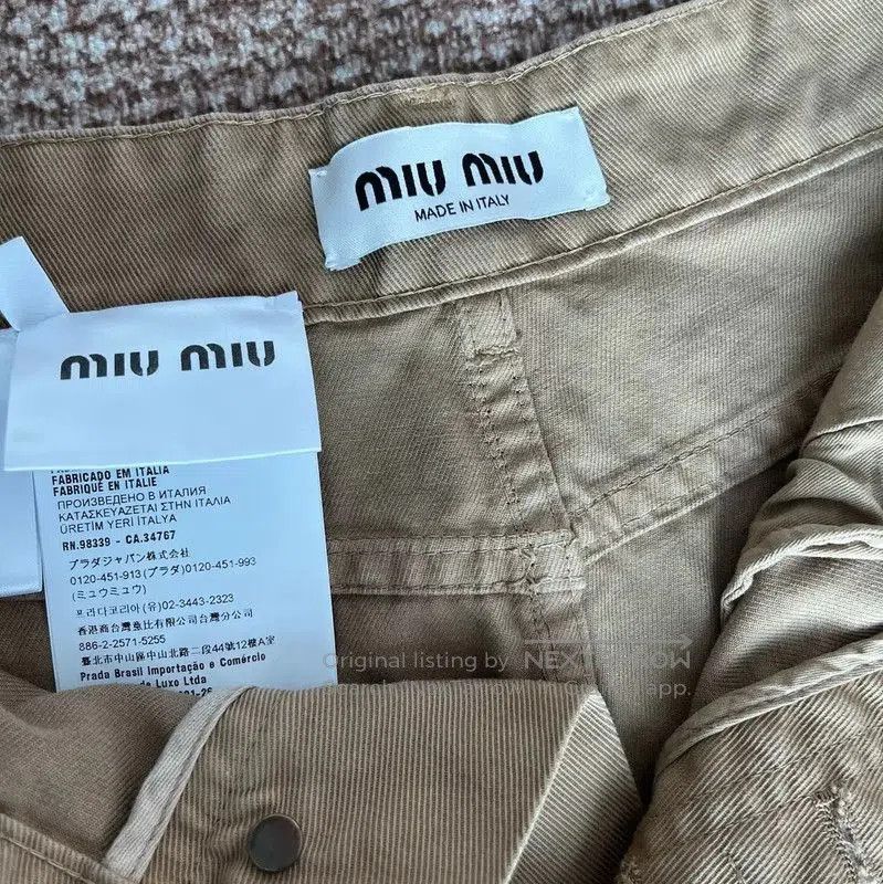 Miu Miu Miu Miu Khaki Cotton Women's Jeans . Size 23" - 3 Thumbnail