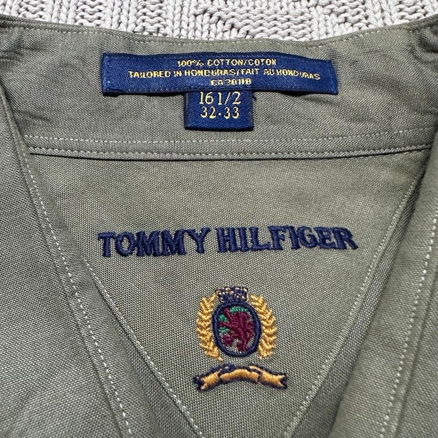 Tommy Hilfiger Vintage Tommy Hilfiger olive green button down 16.5 Size US L / EU 52-54 / 3 - 4 Thumbnail