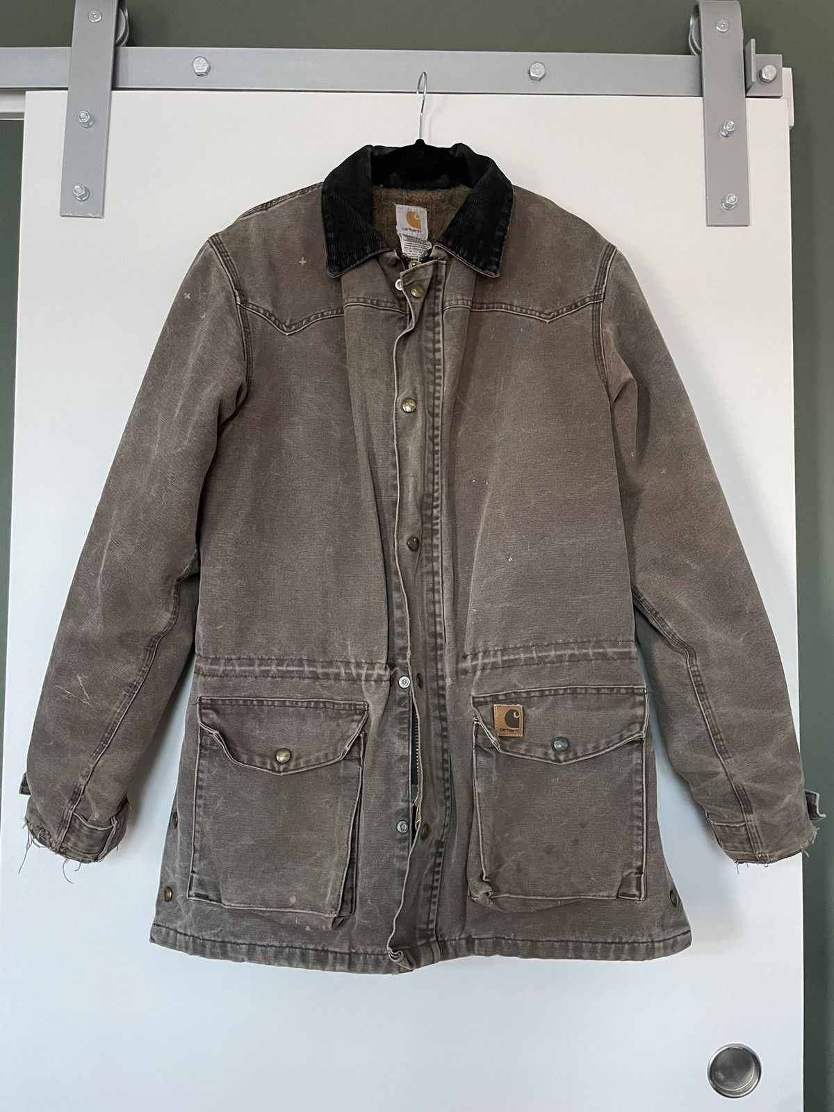 image of Carhartt x Vintage C52 Cht Blanket Lined Ranch Barn Coat Jacket in Brown, Men's (Size Medium)