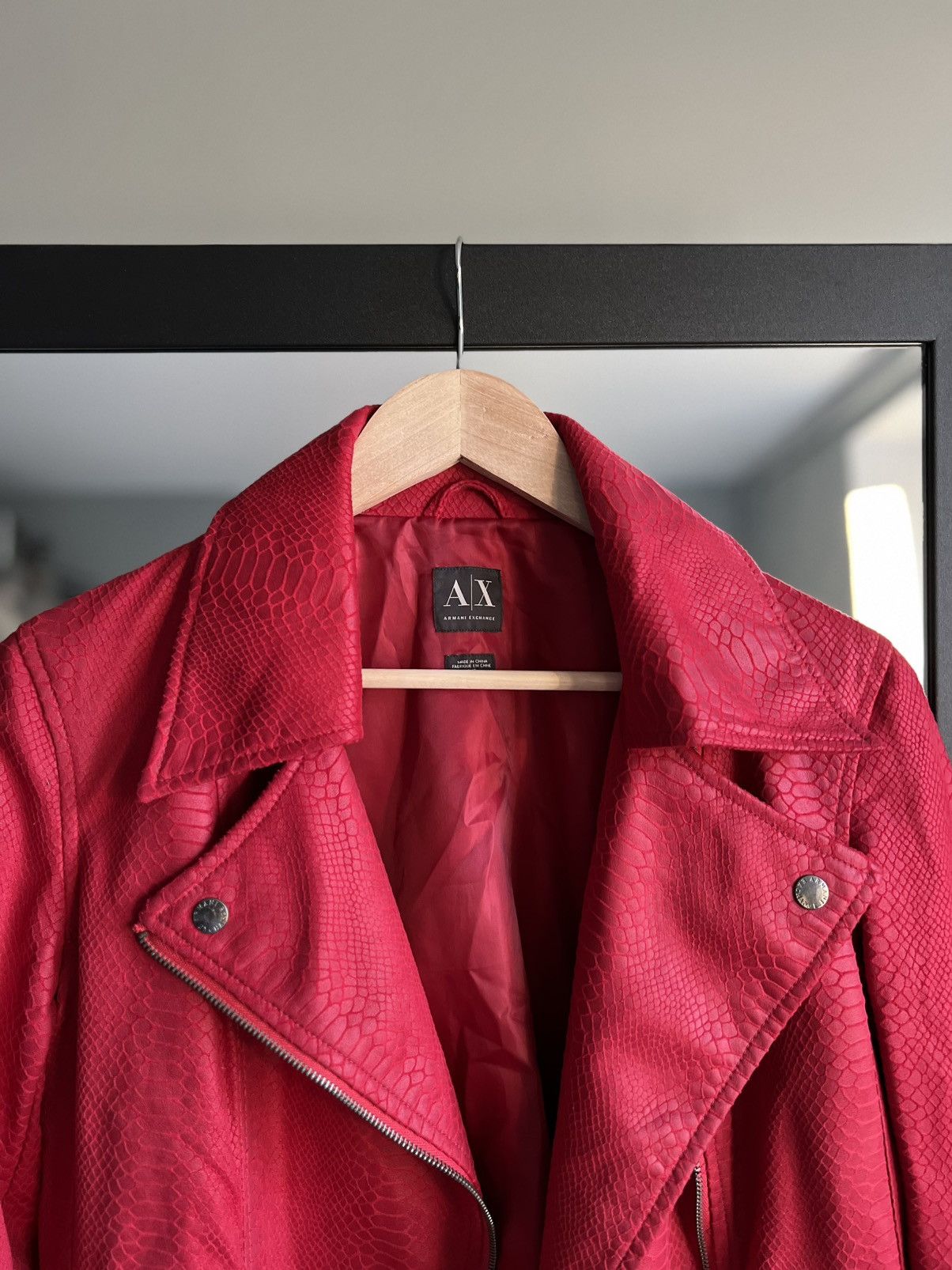 Armani Exchange Armani Exchange Faux Leather Avant Garde Red Jacket Size L / US 10 / IT 46 - 2 Thumbnail