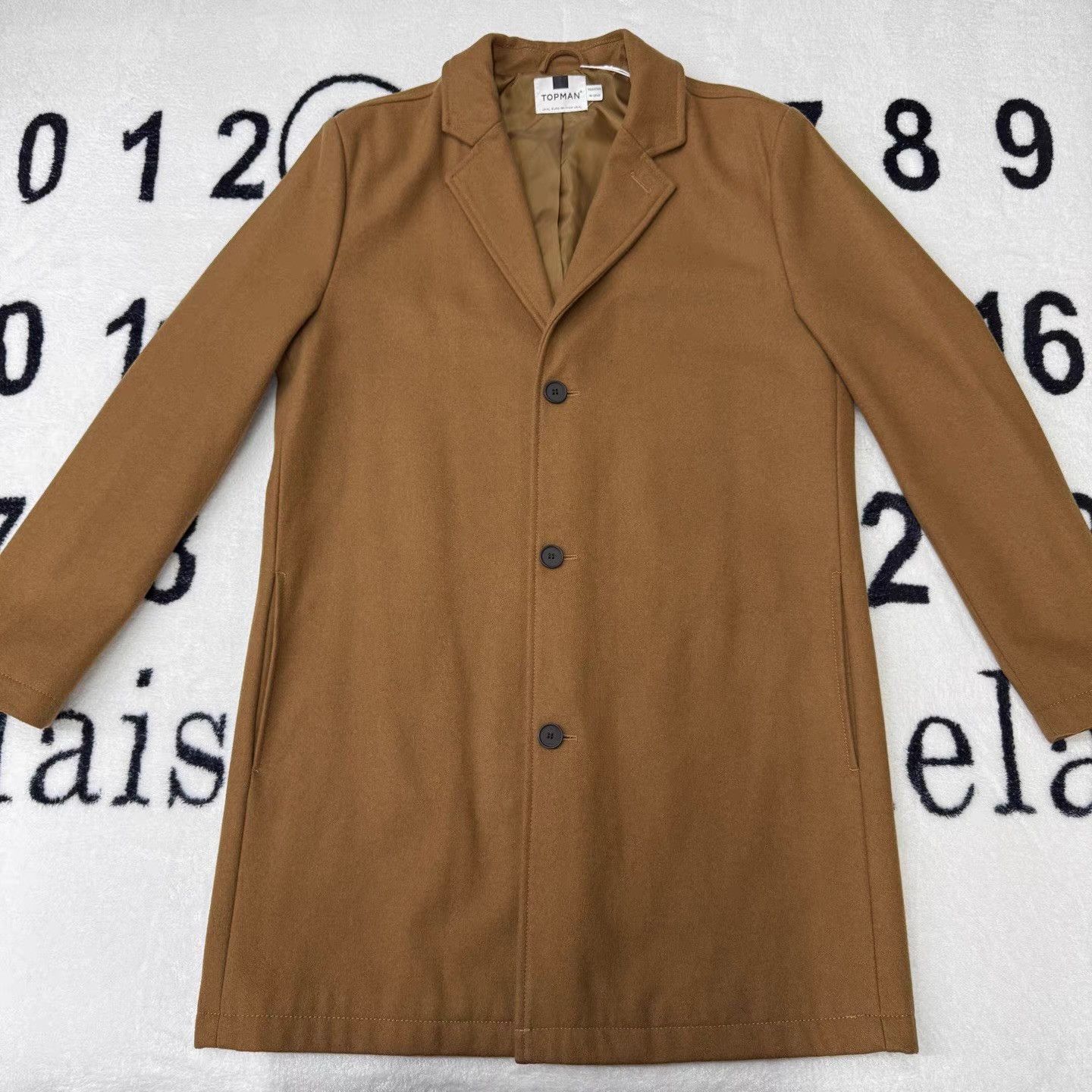 Topman TOPMAN Camel Long Wool Blend Coat Q10 Size US XL / EU 56 / 4 - 1 Thumbnail