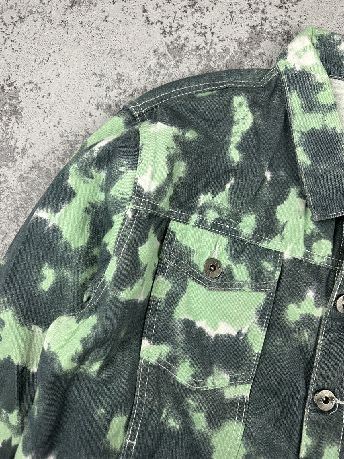 Hysteric Glamour Liquor n Poker Green Acid Wash Denim Jacket Tie-Dye Size US S / EU 44-46 / 1 - 6 Thumbnail