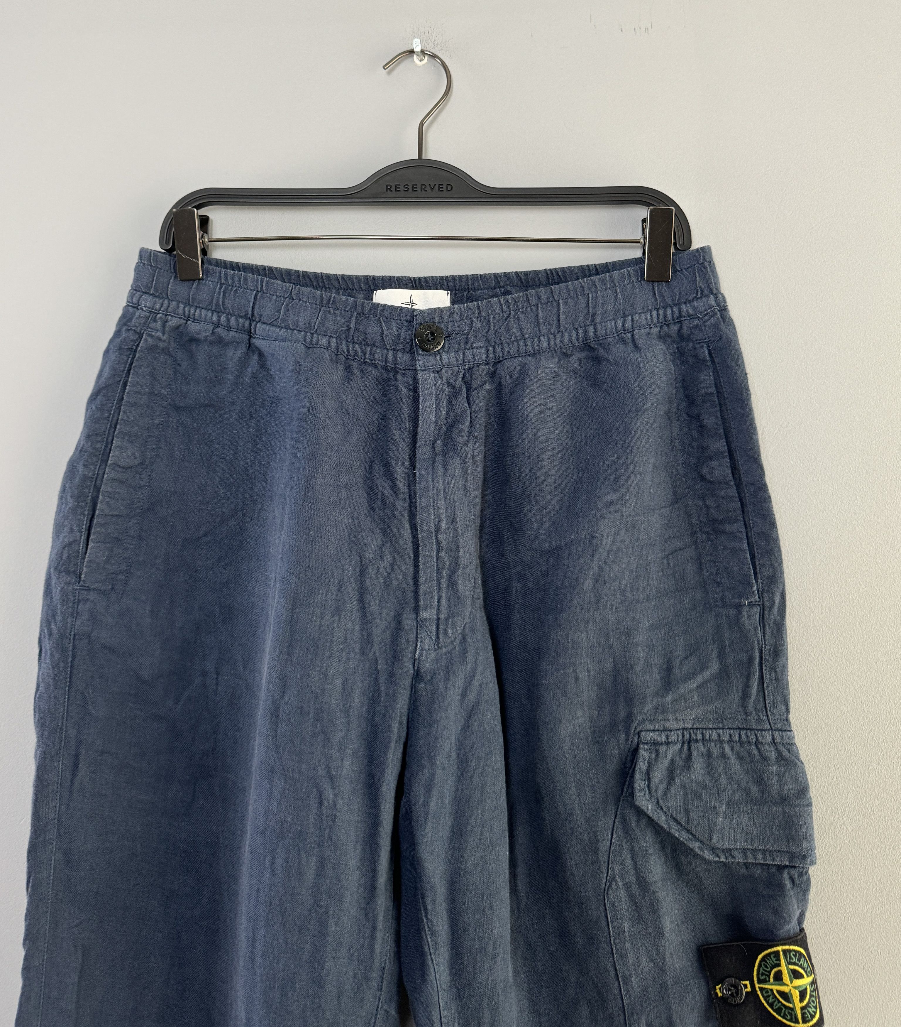 Stone Island Stone Island Patch Pocket Cargo Trousers Linen Pants Size 31 Size US 31 - 2 Thumbnail