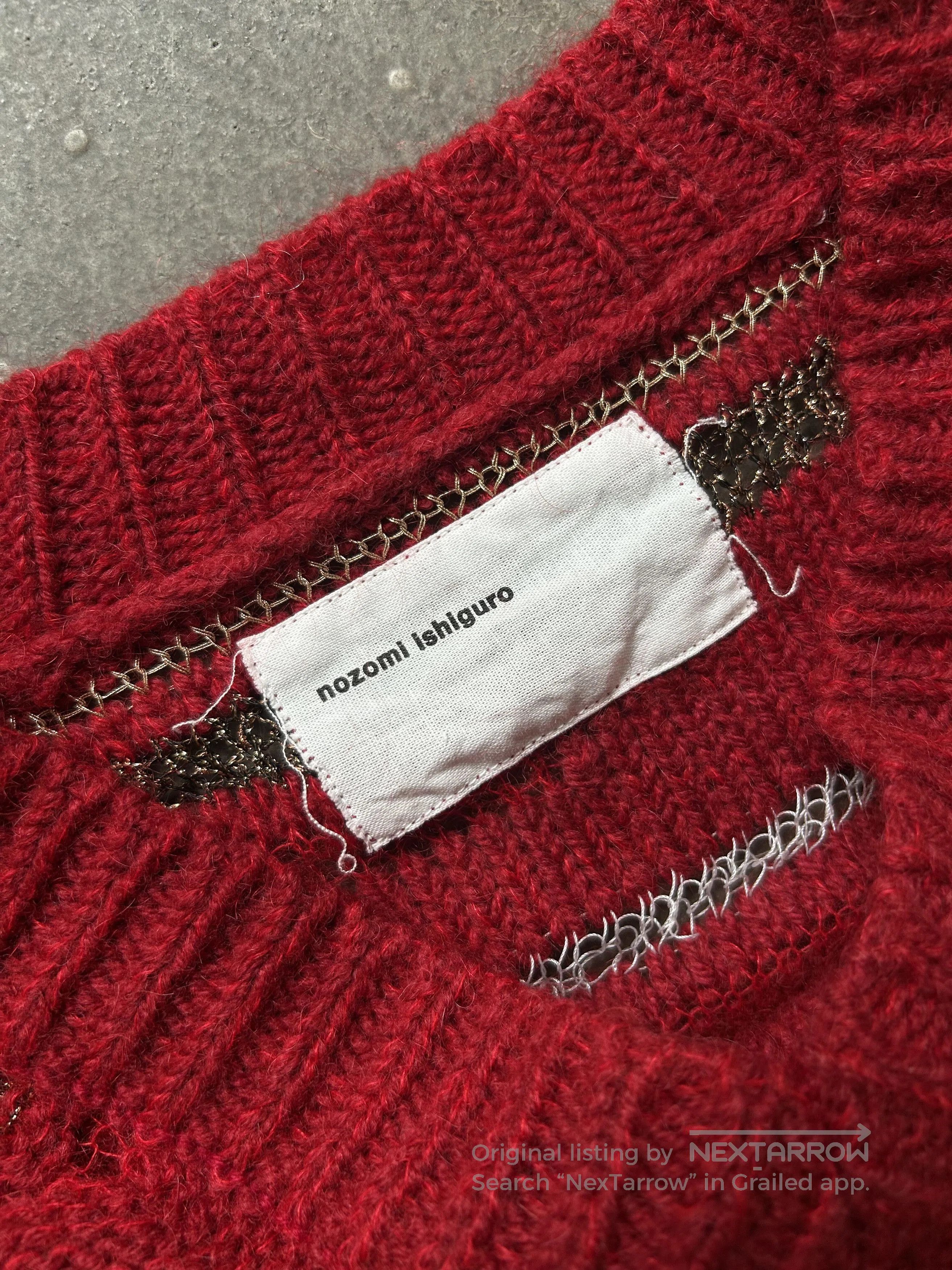 Nozomi Ishiguro red knit distressed long sleeve sweater. Size US M / EU 48-50 / 2 - 7 Thumbnail