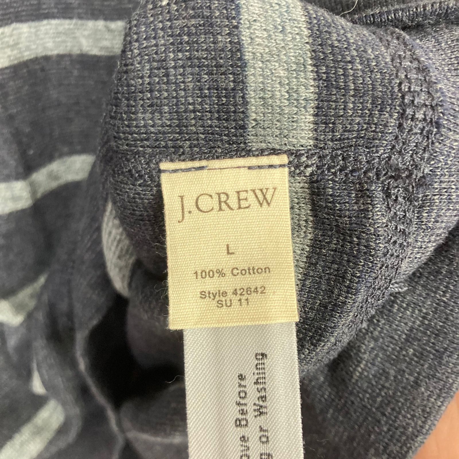 J.Crew J. Crew Gray Striped Sweater Sz L Size US L / EU 52-54 / 3 - 3 Thumbnail