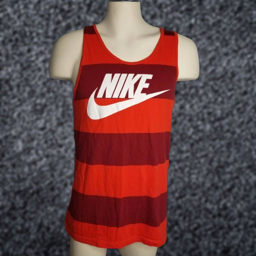 Nike VINTAGE Nike Tank Top Men M Red Striped Sleeveless Round Neck Sportswear Bestselling Athletic Shirt Mens Medium Red Tag 90s? Size US M / EU 48-50 / 2 - 1 Thumbnail