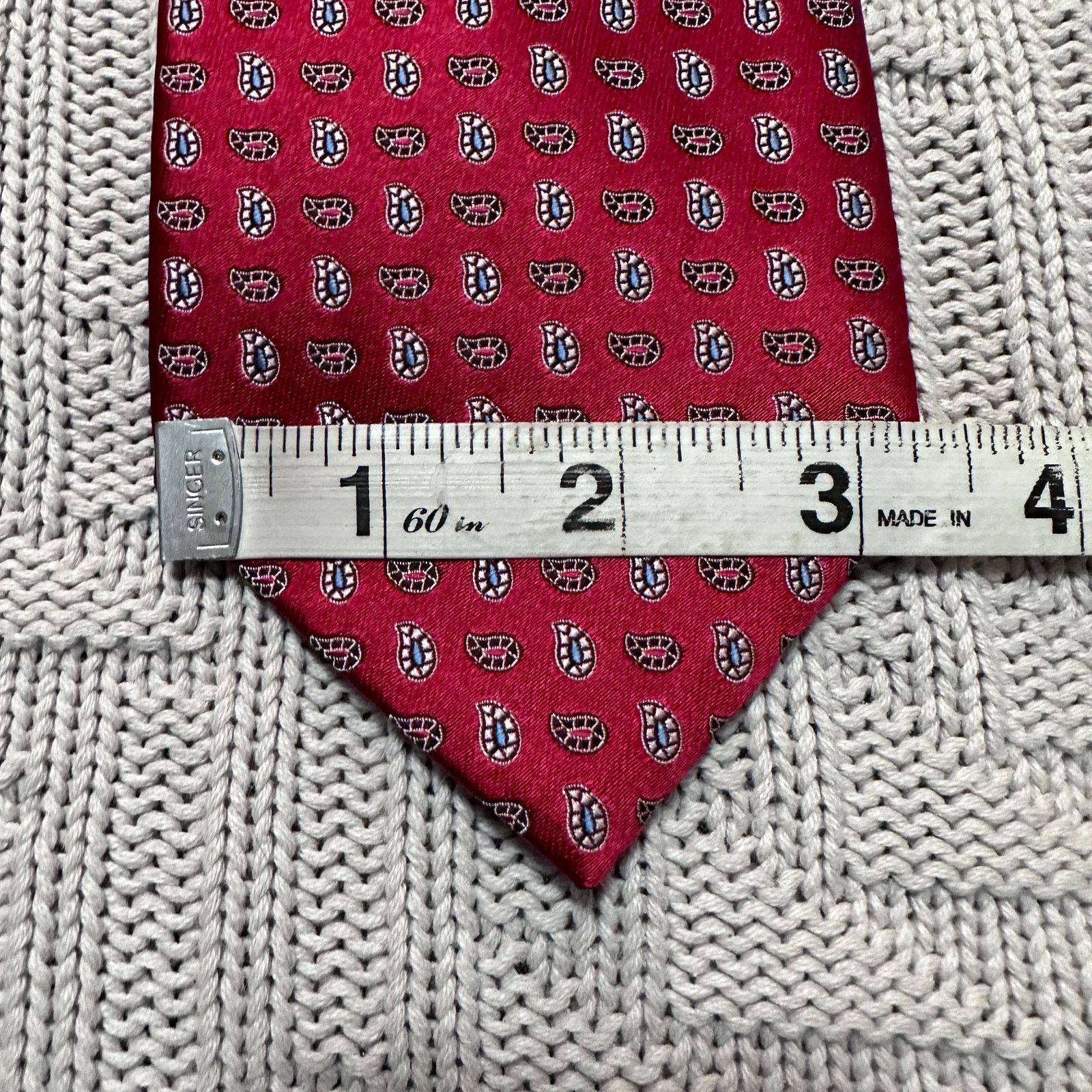Ermenegildo Zegna Ermenegildo Zegna red metallic paisley silk luxury tie Size ONE SIZE - 6 Thumbnail
