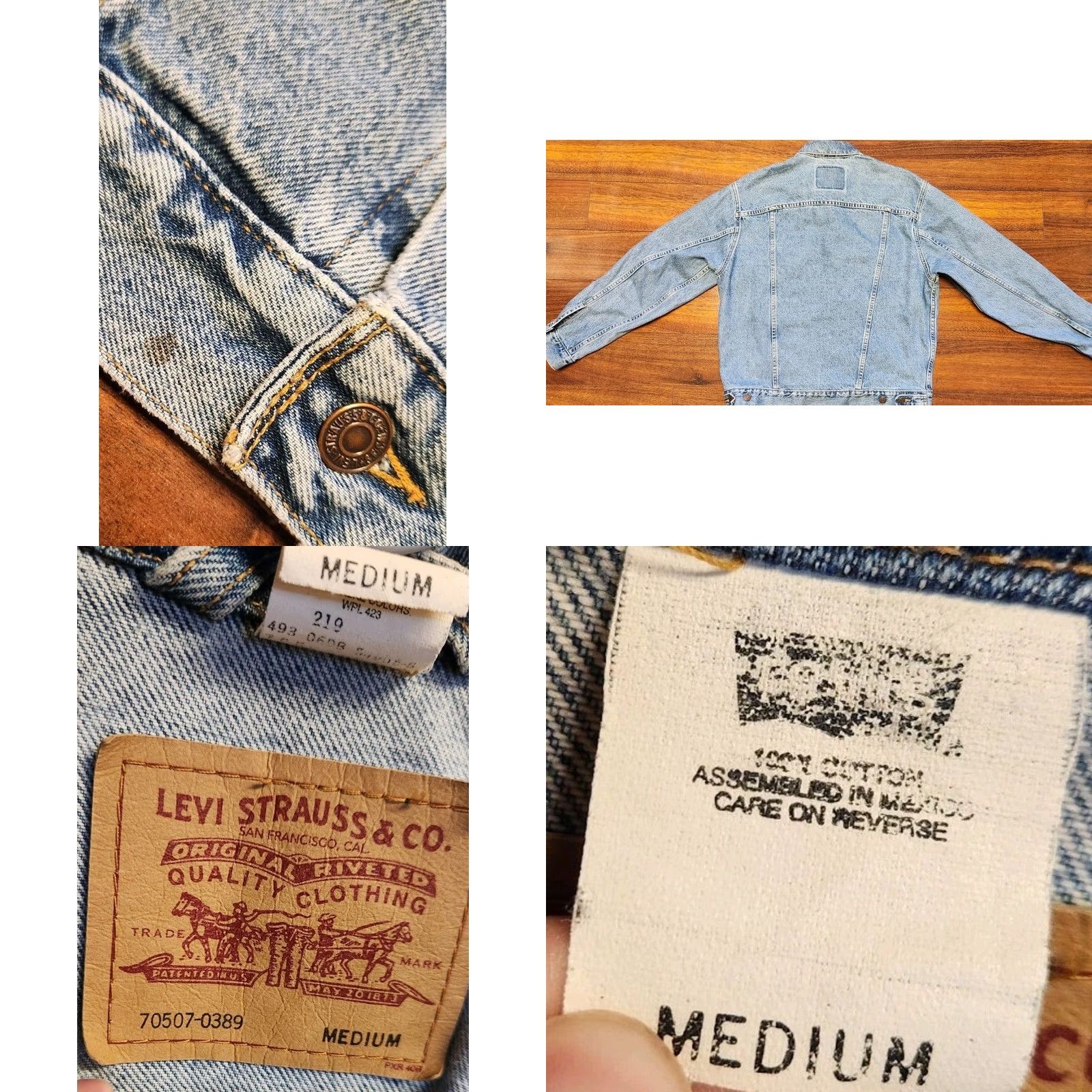 Levi's VINTAGE Levi's 70507-0389 Denim Jean Trucker Jacket Mens M Medium Blue USA MADE 90s Retro Classic Grunge Rock Punk Hipster 70507-0389 Mens Jacket Size US 31 - 8 Thumbnail