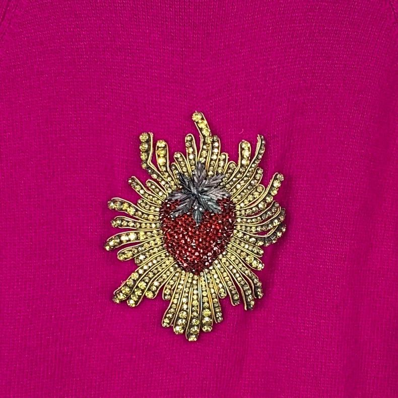 Gucci Gucci Rose-red strawberry diamond round-neck wool knitted s Size US M / EU 48-50 / 2 - 4 Thumbnail