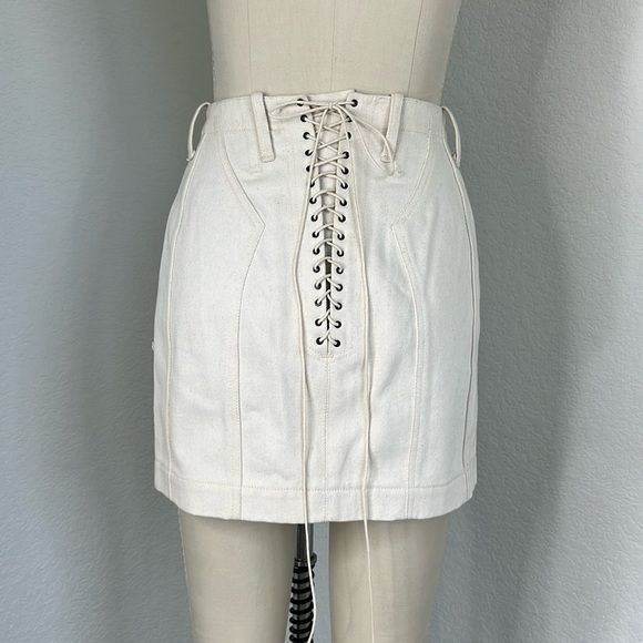 Alaia × Vintage S/S 1991 Azzedine Alaïa Denim Skirt Set with Lace-Up Details Size 28" / US 6 / IT 42 - 1 Thumbnail