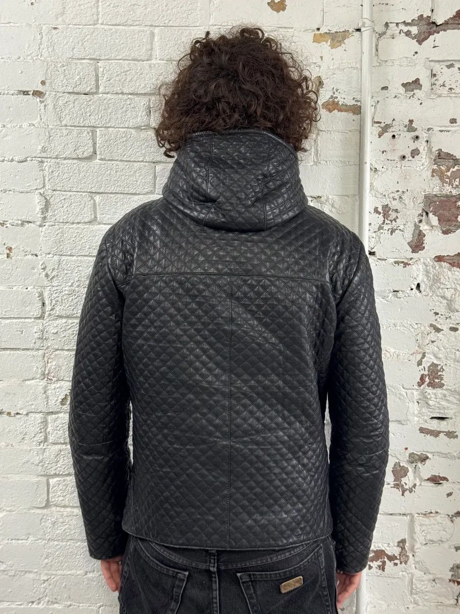 Emporio Armani 2010s Emporio Armani Quilted Black Ninja Hooded Leather Jacket Size US M / EU 48-50 / 2 - 3 Thumbnail