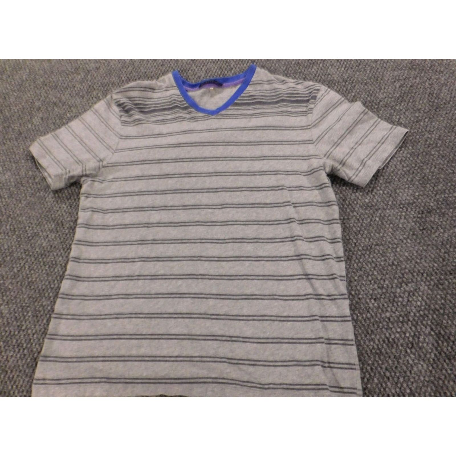 Elie Tahari Elie Tahari Shirt Mens Small Gray Striped Crew Neck Short Sleeve Cotton Logo Casual Size US S / EU 44-46 / 1 - 2 Thumbnail