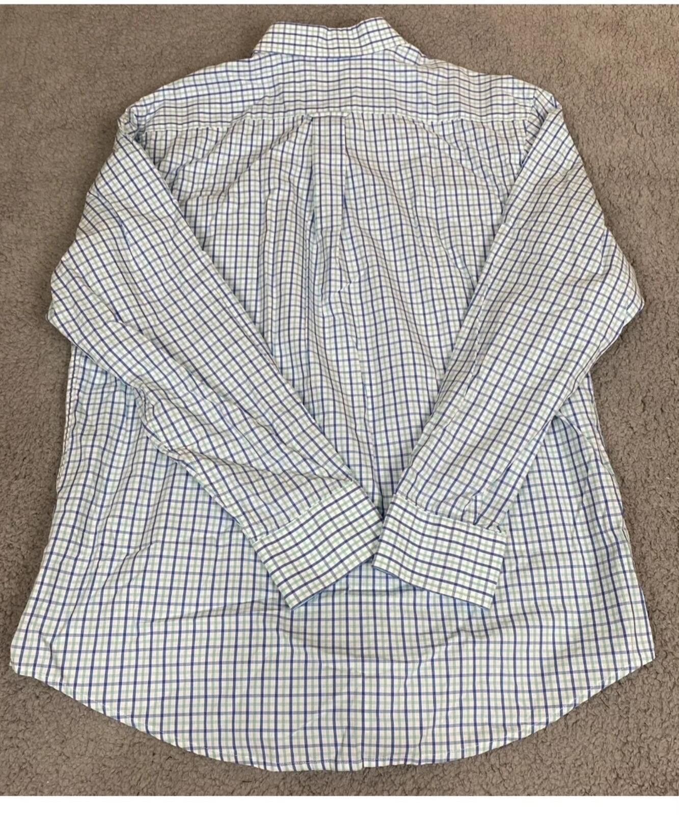 Izod Men's L Large Blue/Aqua Long Sleeve Cotton Casual Button Up Size 42R - 2 Thumbnail