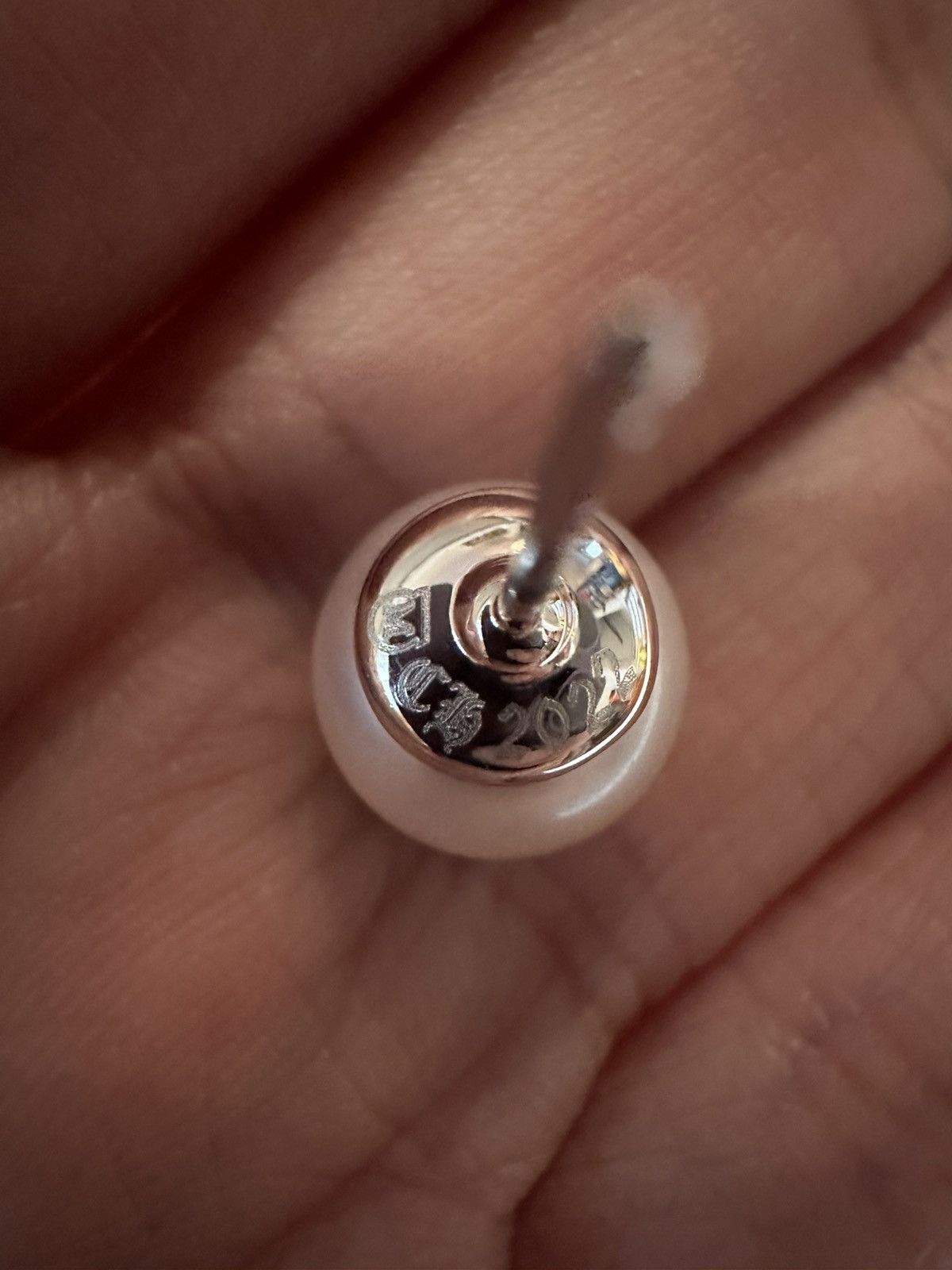 Chrome Hearts Chrome Hearts X Mikimoto 18K White Gold Pearl Earring Stud Size ONE SIZE - 7 Thumbnail