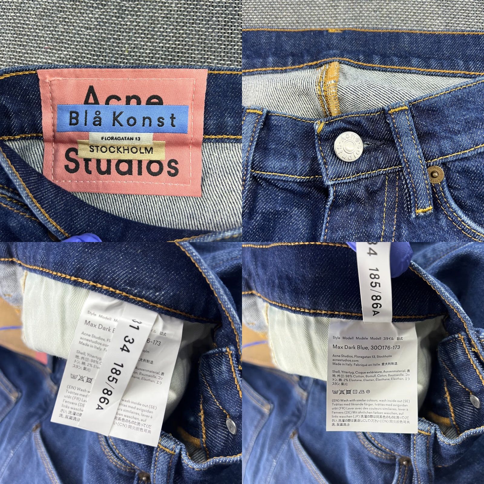Acne Studios Acne Studios Jeans Mens W32 L34 Denim Straight Low Rise Dark Blue Bla Konst Slim Regular Size 32 Blue 100% Cotton Denim Jeans Mens Size US 30 / EU 46 - 8 Thumbnail