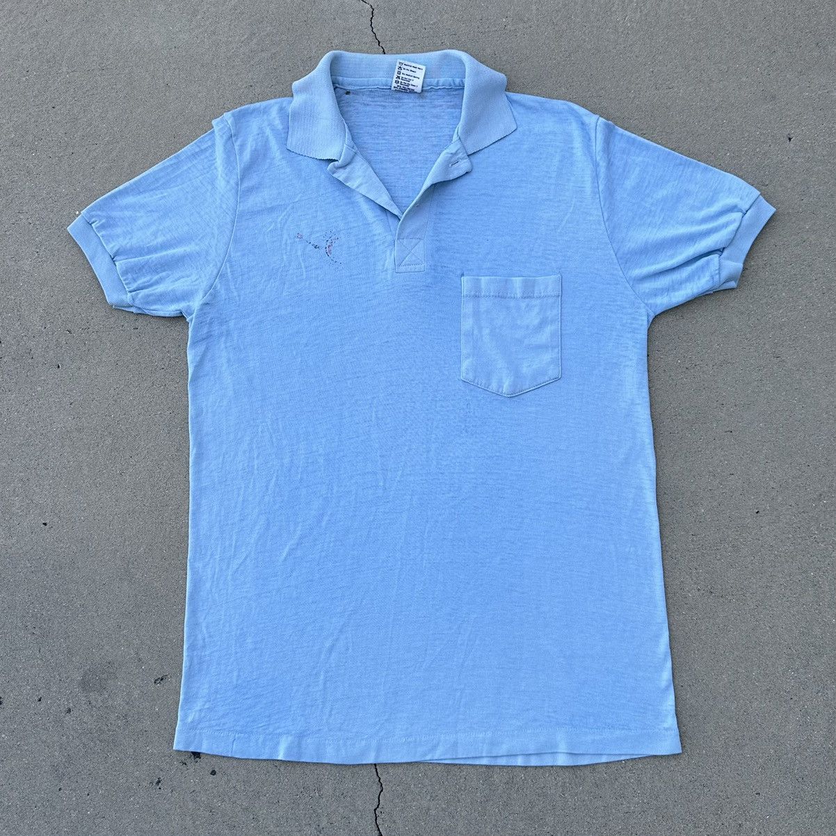 Vintage Soft & Thin Blue Pocket Polo w/ Darts Graphic Size US S / EU 44-46 / 1 - 1 Thumbnail